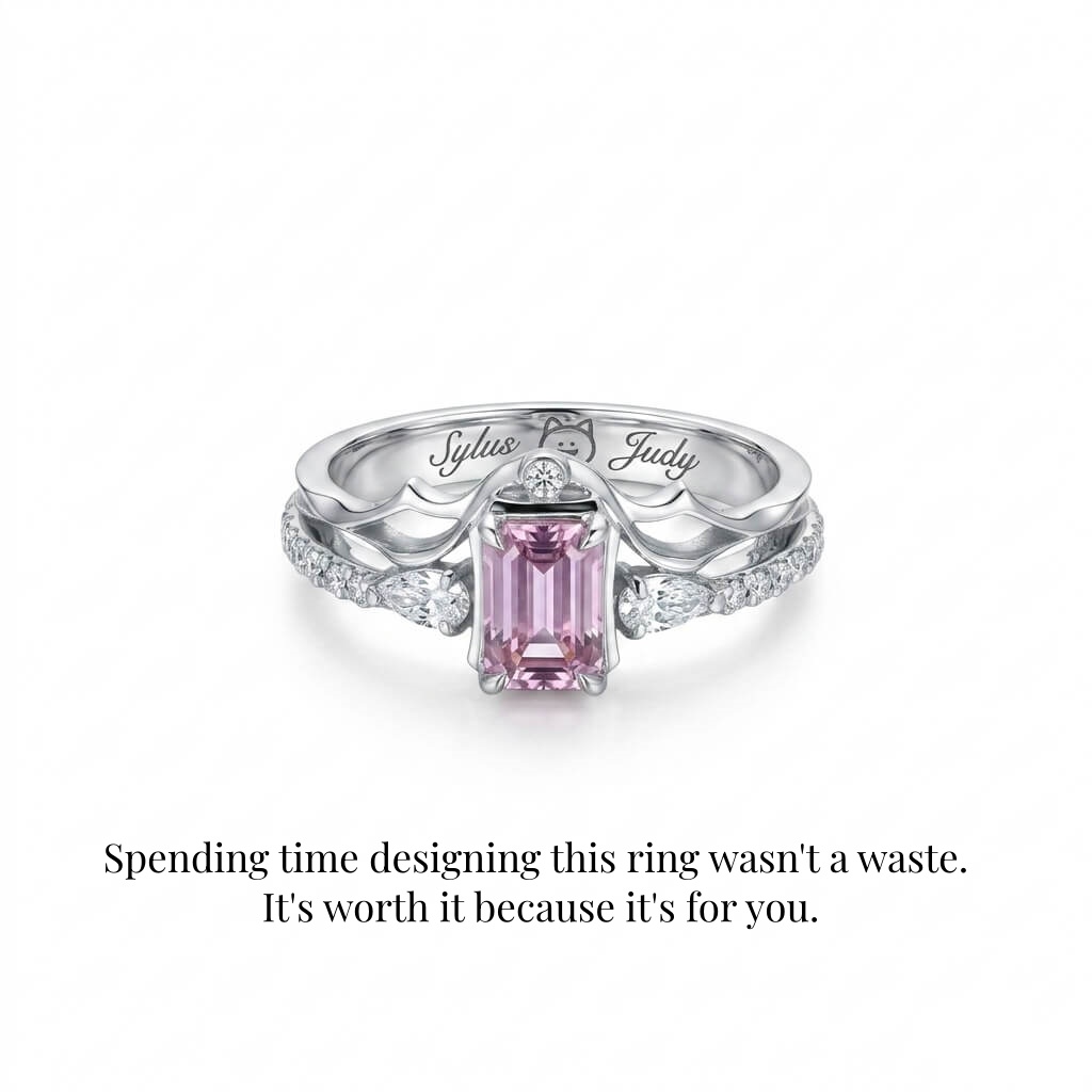 Level 100 Affinity Couple Rings | 925 Sterling Silver Platinum-Plated Moissanite & Red Tourmaline