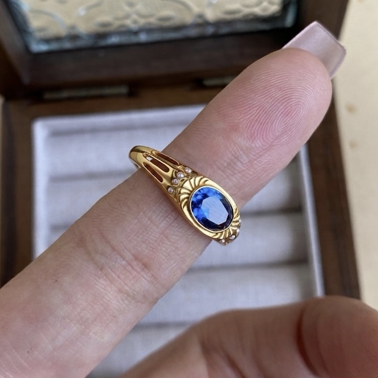 Level 100 Affinity Couple Rings | Blue Topaz S925 Sterling Silver Gold Plated