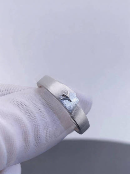 Cloudward Vows | Airplane Couple Ring Set  | 925 Silver Platinum-Plated