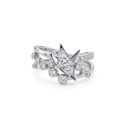 Homeward Crane | Ring Set | 925 Silver Platinum-Plated Moissanite