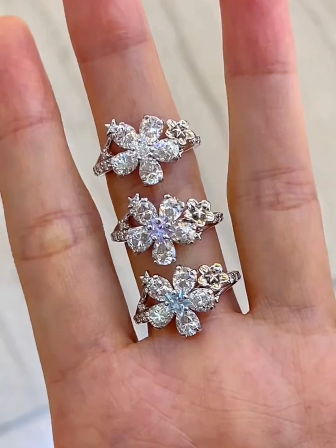 Starry Vow | Forget-Me-Not Ring | 925 Silver Platinum-Plated Moissanite | Witnessed by Deepspace