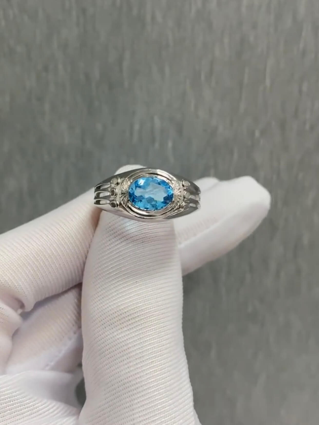 Rafayel Affinity 100 Promise Ring | Aquamarine & Platinum Plated S925 | Lemurian Token