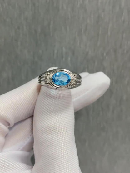 Rafayel Affinity 100 Promise Ring | Aquamarine & Platinum Plated S925 | Lemurian Token