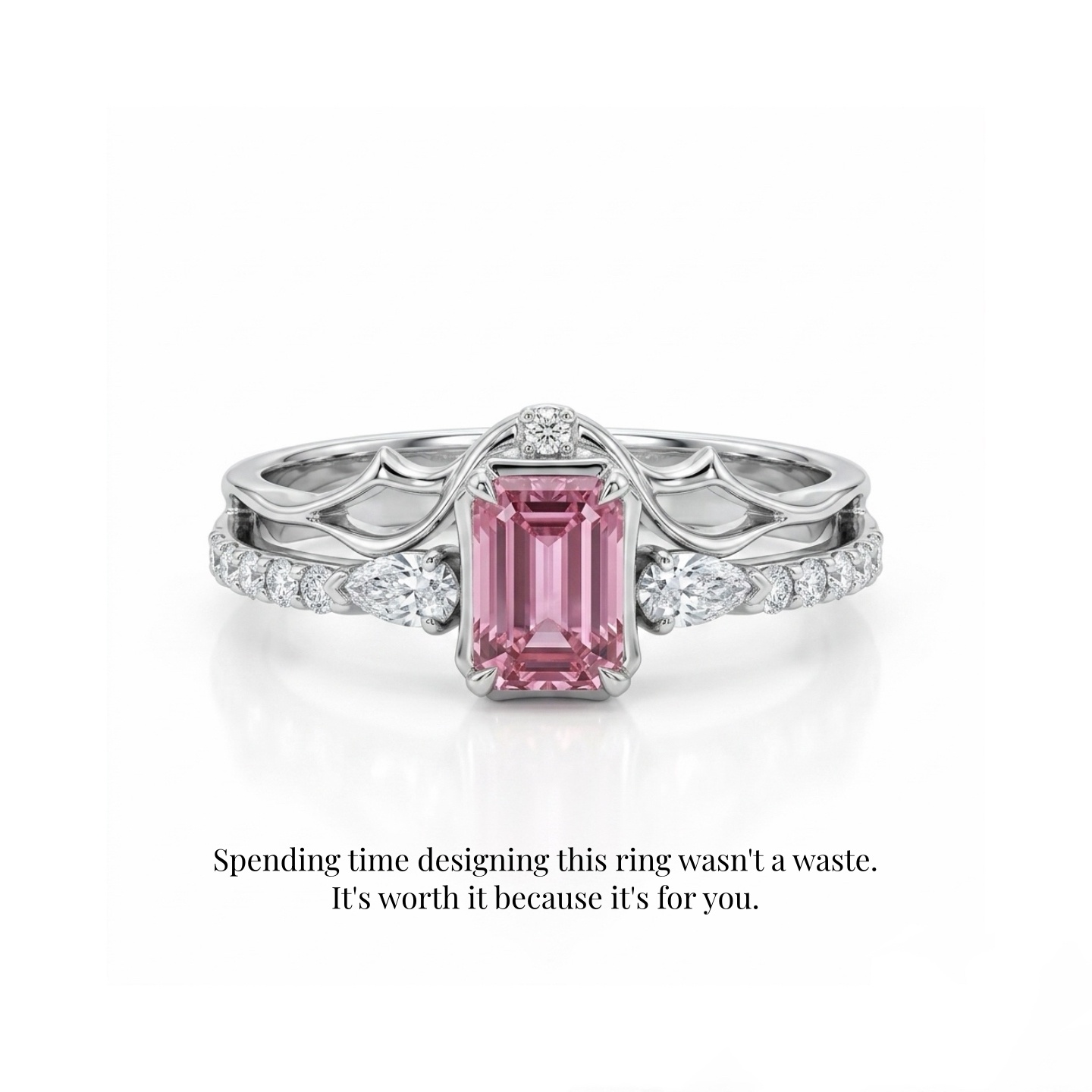 Level 100 Affinity Couple Rings | 925 Sterling Silver Platinum-Plated Moissanite & Red Tourmaline