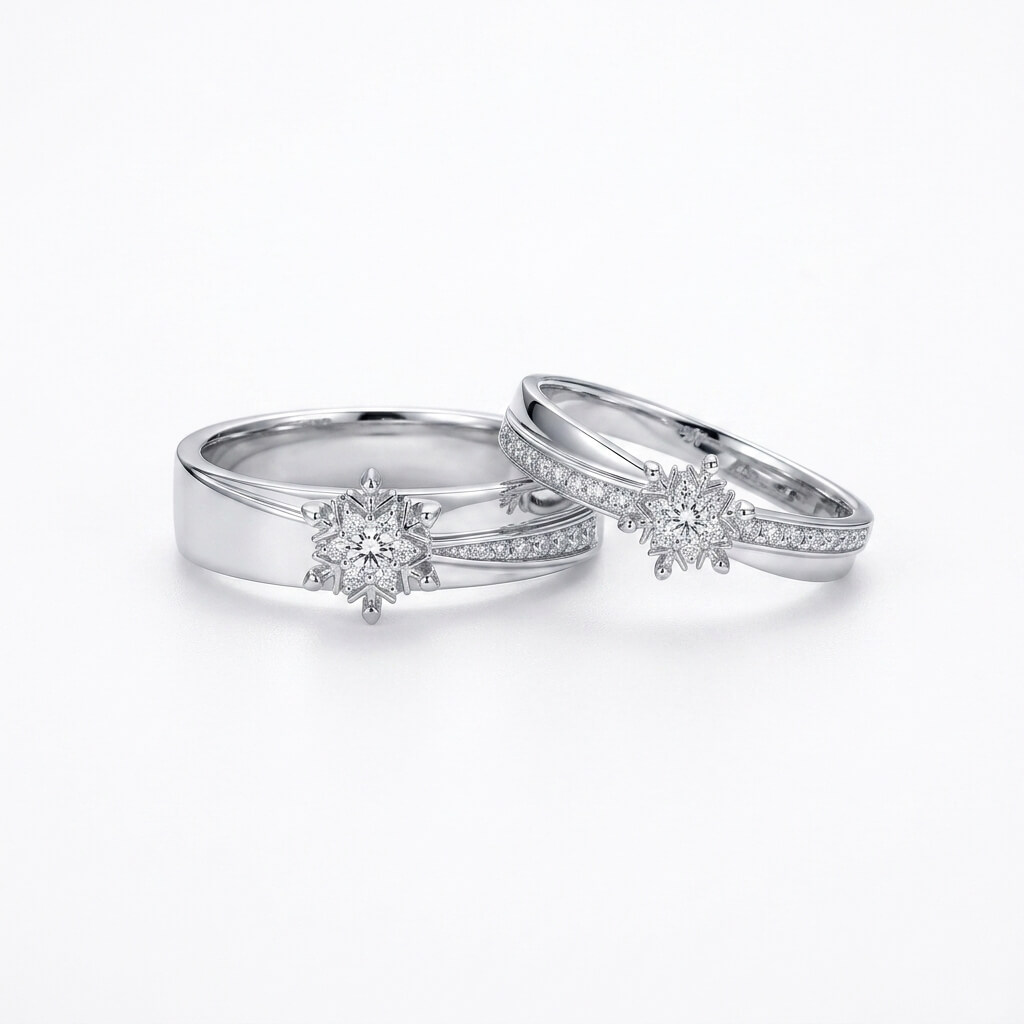 Level 100 Affinity Matching Rings  | 925 Sterling Silver Platinum-Plated Moissanite