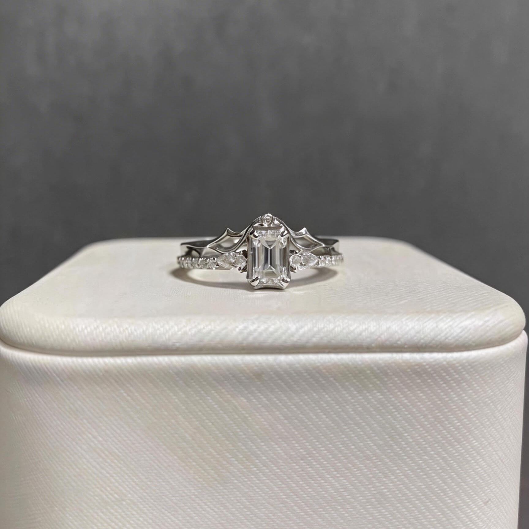 Level 100 Affinity Couple Rings | 925 Sterling Silver Platinum-Plated Moissanite & Red Tourmaline
