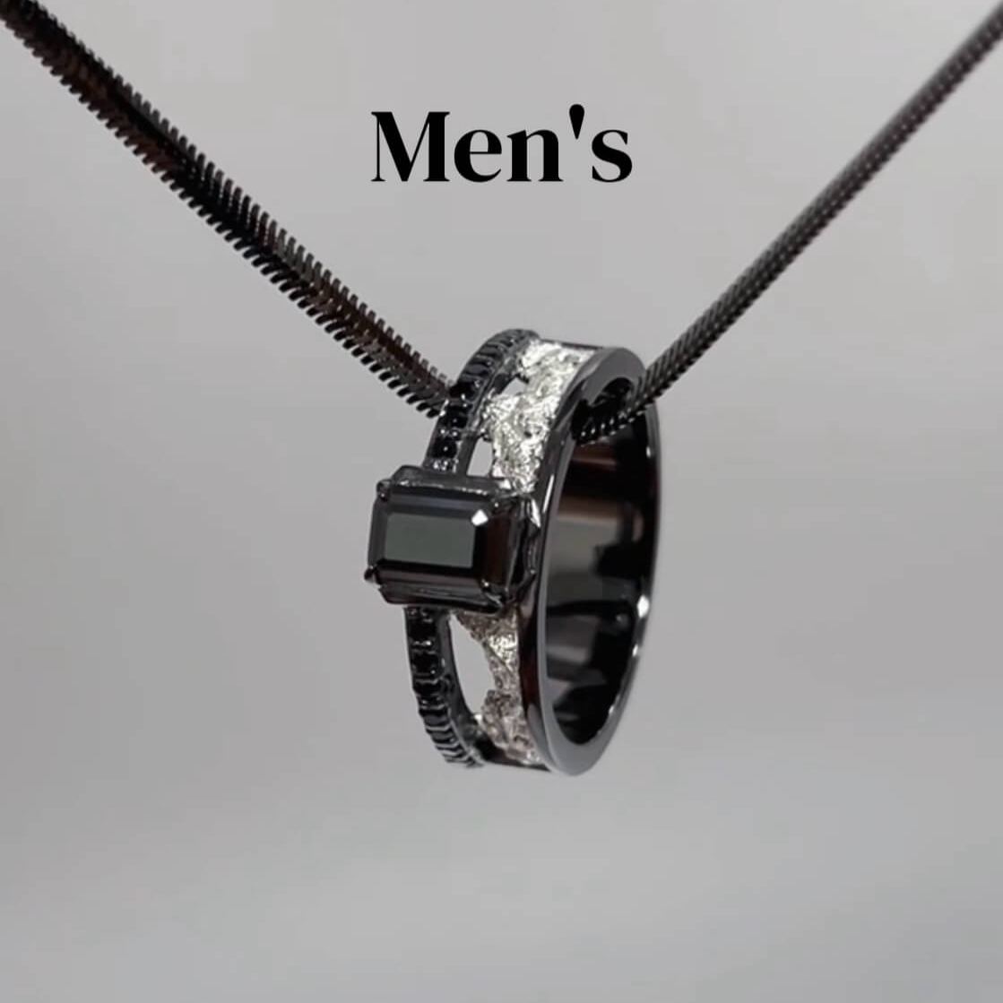 Level 100 Affinity Couple Rings | 925 Sterling Silver Platinum-Plated Moissanite