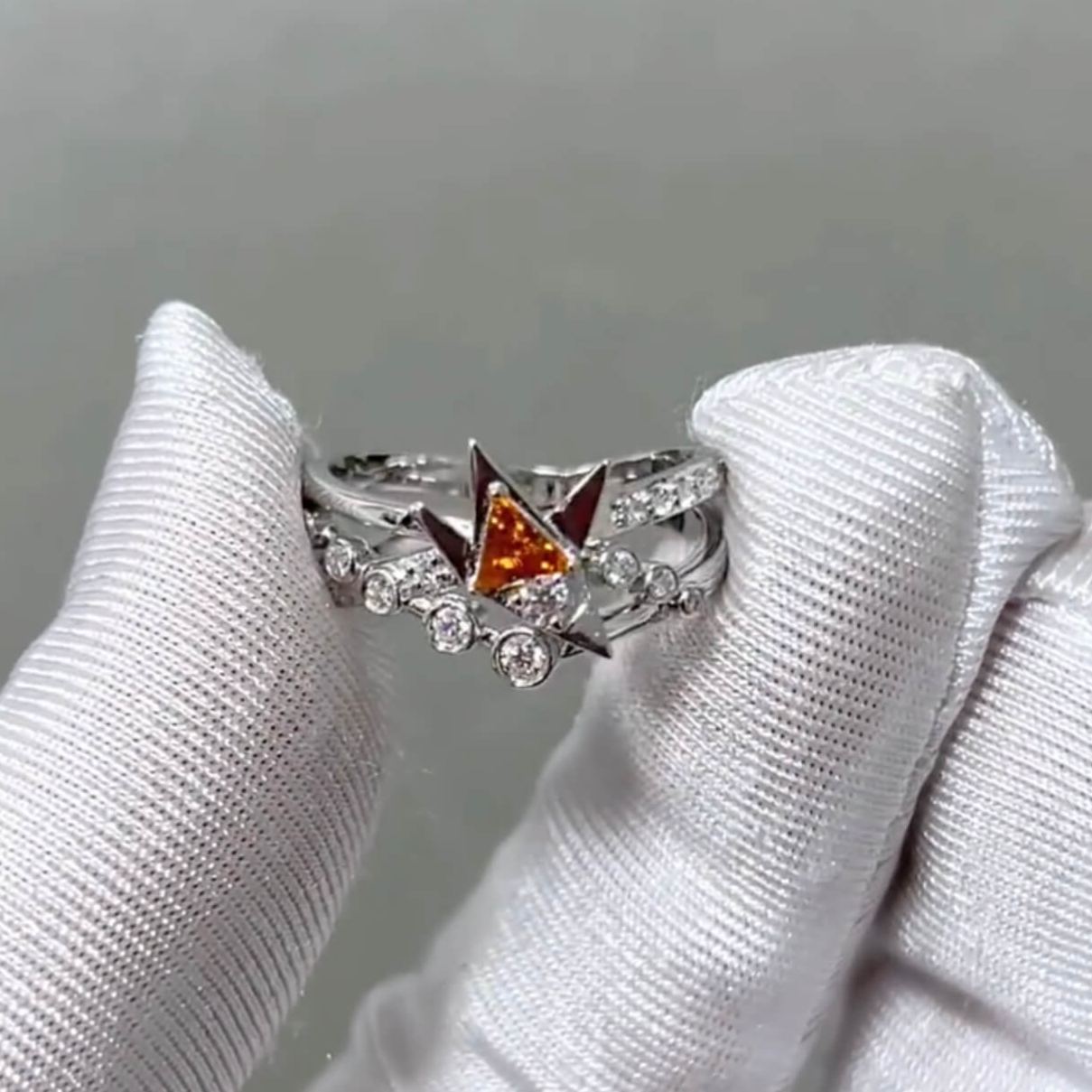 Returning Crane | Ring Set | 925 Silver Platinum-Plated Moissanite