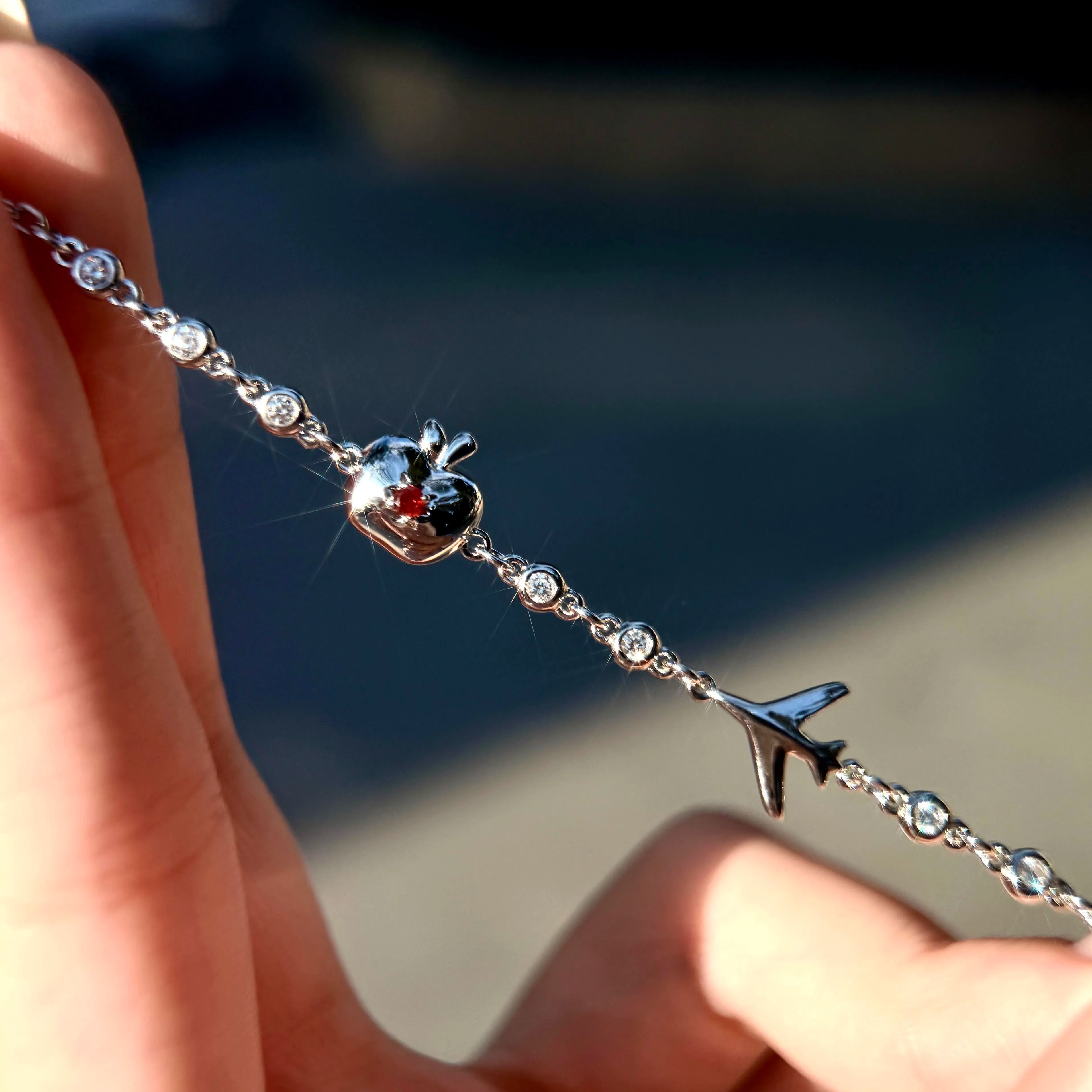 Exclusive Design Caleb Apple & Paper Airplane Bracelet (925 Sterling Silver)