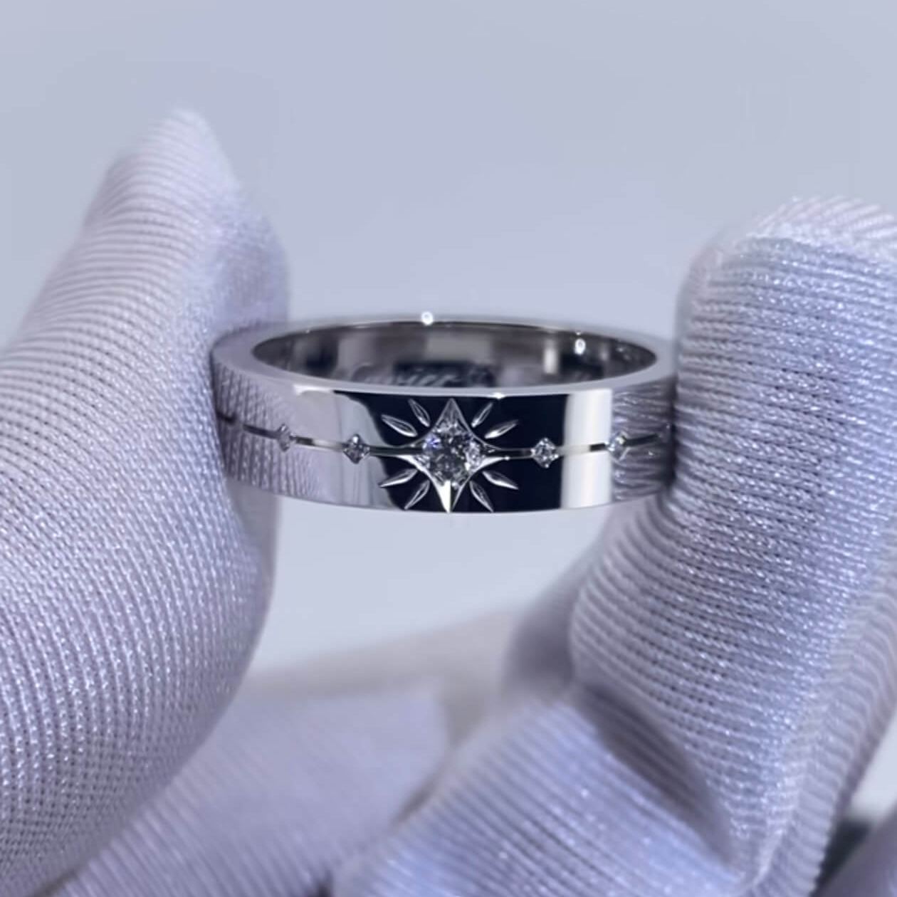 Evening Star | Couple Ring Set  | 925 Silver Platinum-Plated Moissanite | Affinity 100 Token