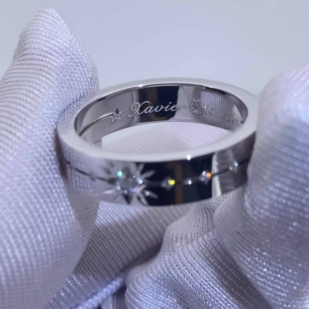 Evening Star | Couple Ring Set  | 925 Silver Platinum-Plated Moissanite | Affinity 100 Token