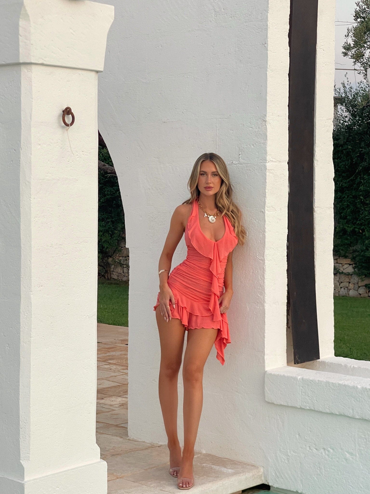 ANNIKA MINI DRESS PEACH-Toukticu