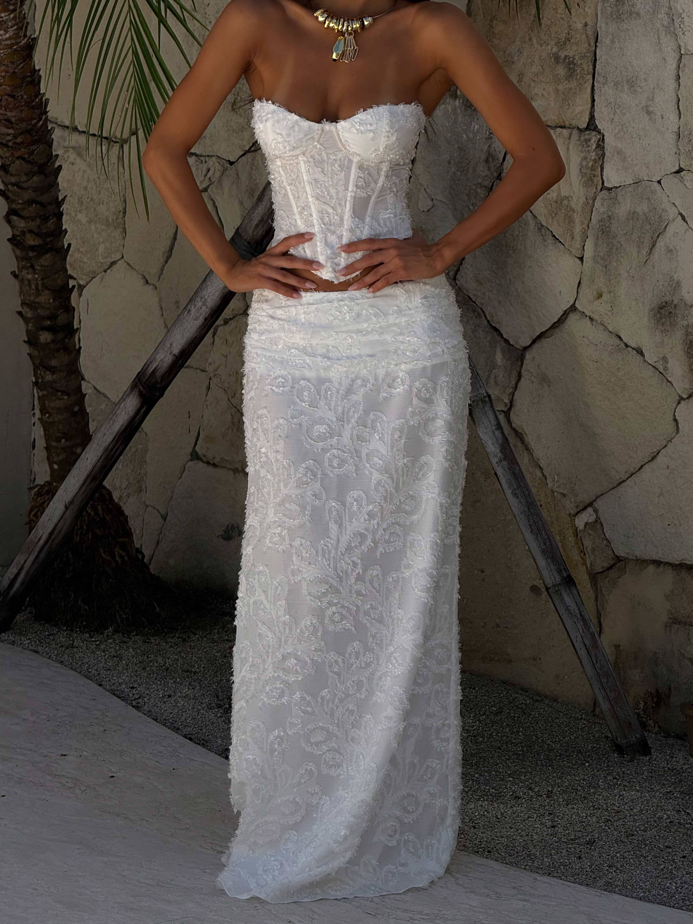 CATHERINE CORSET TOP IVORY-Toukticu