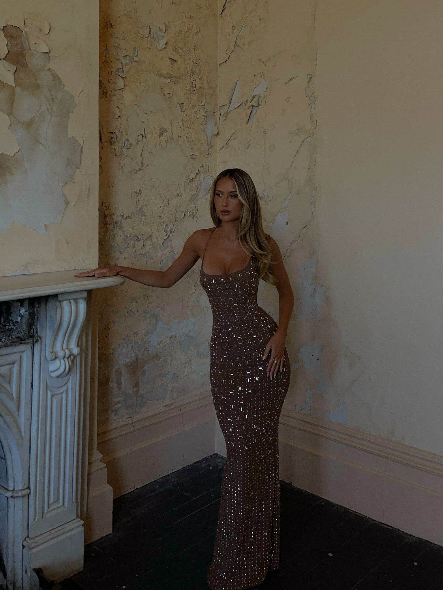 CIARAN MAXI DRESS TAN-Toukticu