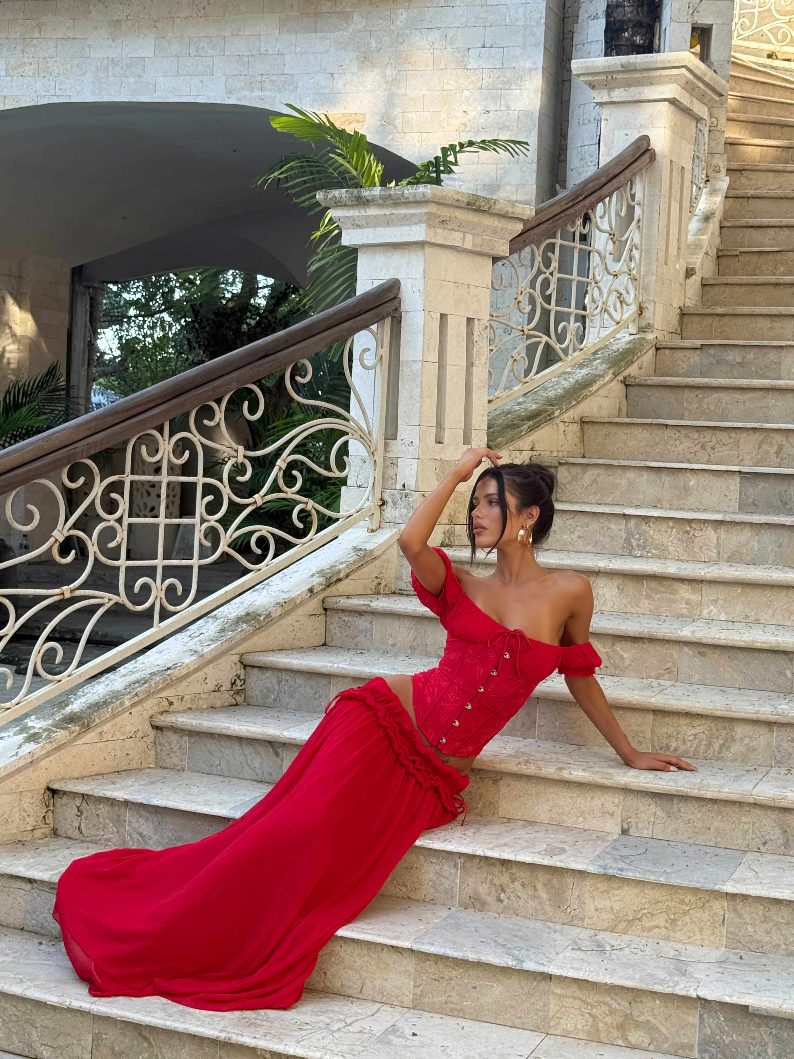 LUBELA MAXI SKIRT RED-Toukticu