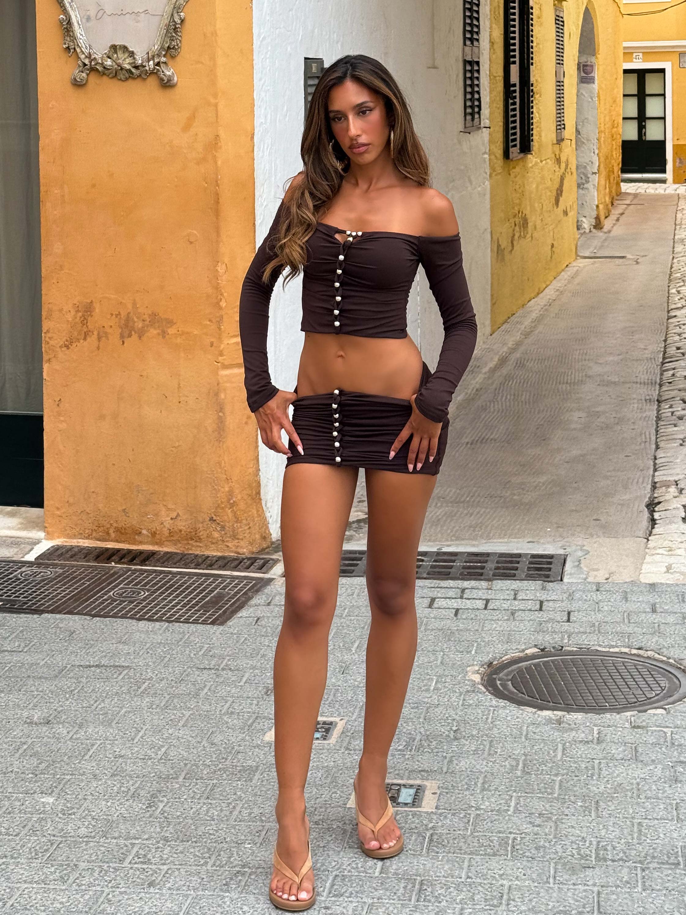 MARKEDA SKIRT CHOCOLATE-Toukticu