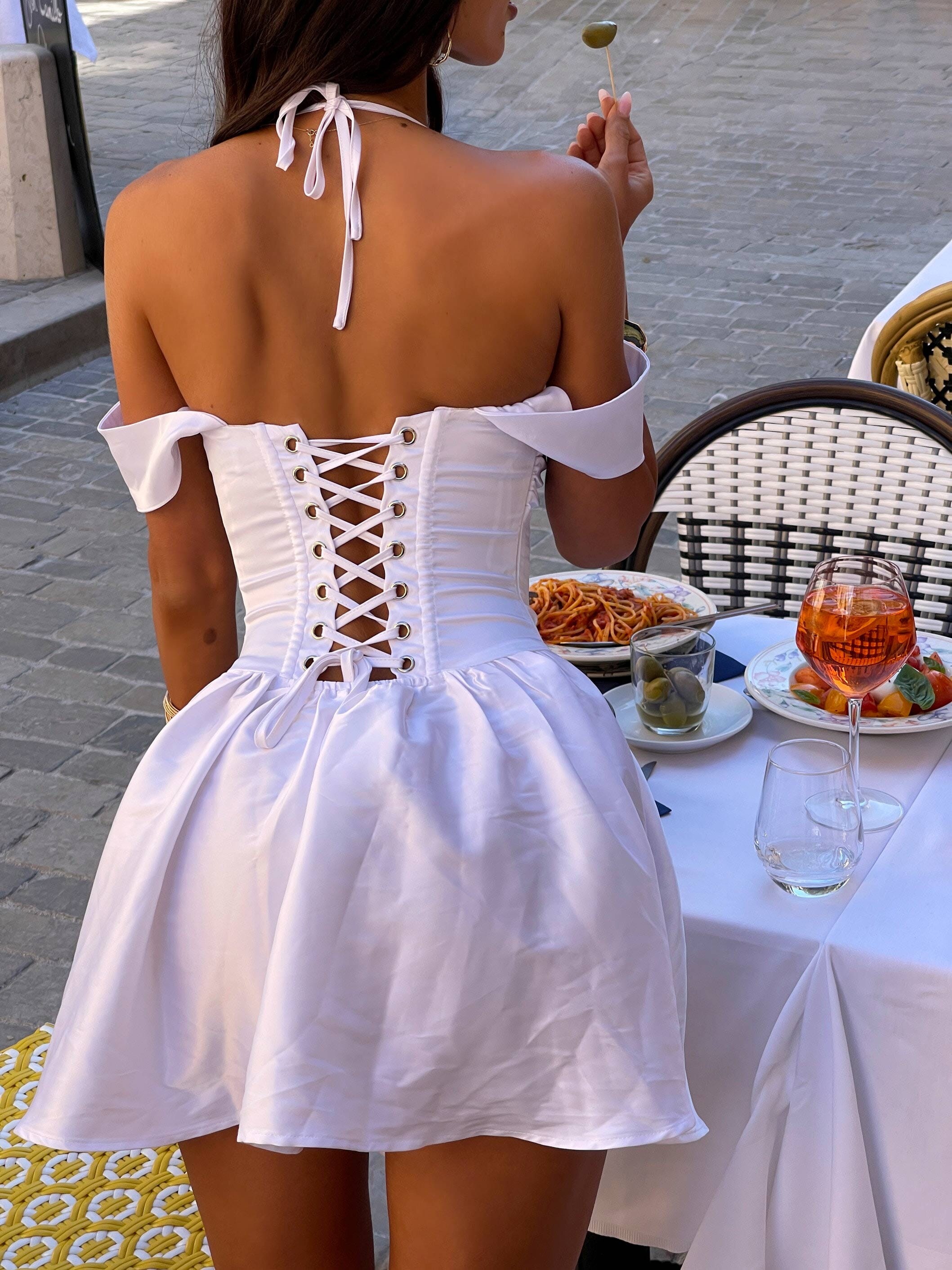 PORSHA MINI DRESS WHITE-Toukticu