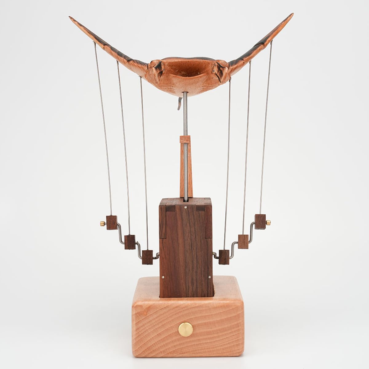 Handmade Wooden Bionic Manta Rayy Dynamic Model, Mechanical Transmission Marine Biological, Desktop Relaxation Decor Gift