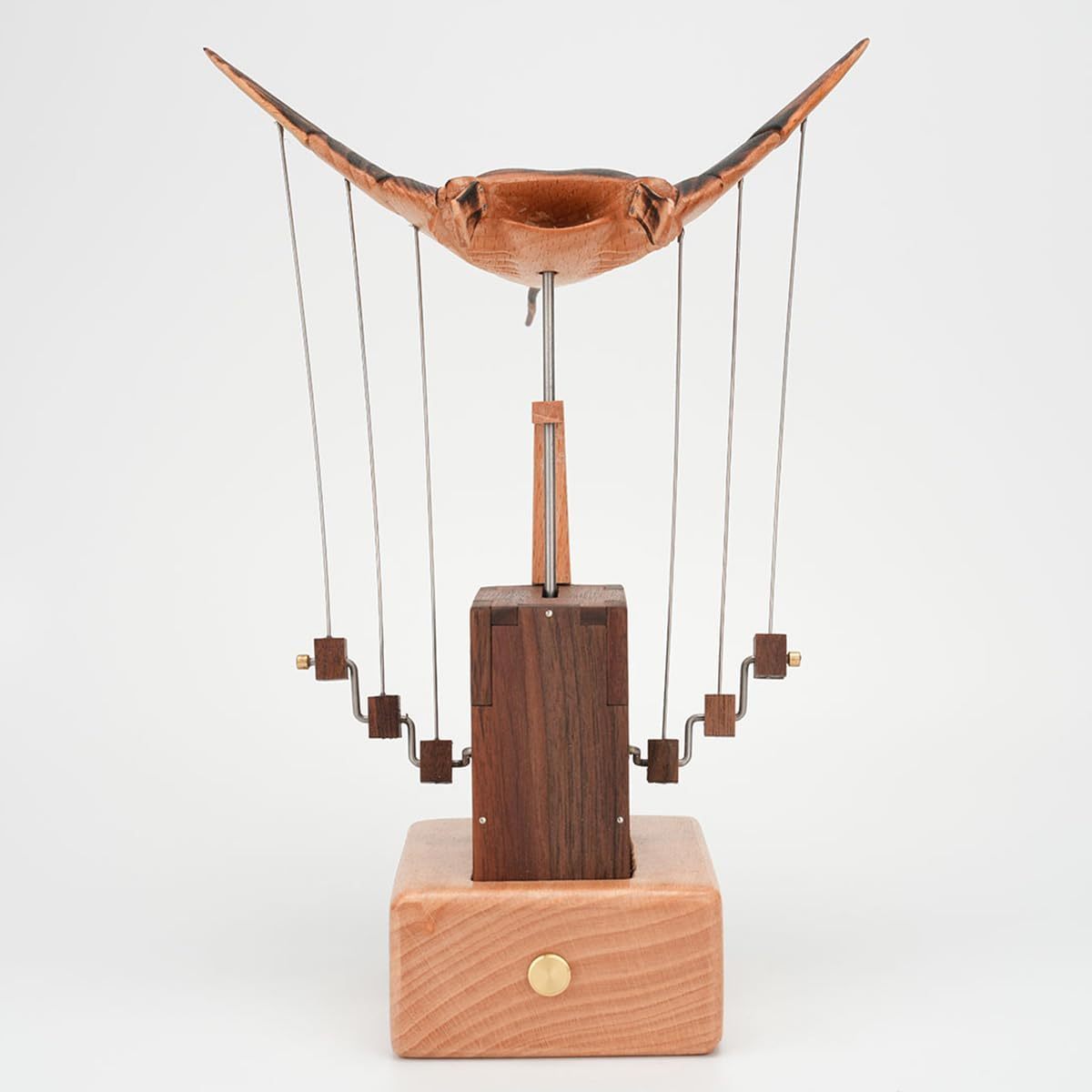 Handmade Wooden Bionic Manta Rayy Dynamic Model, Mechanical Transmission Marine Biological, Desktop Relaxation Decor Gift