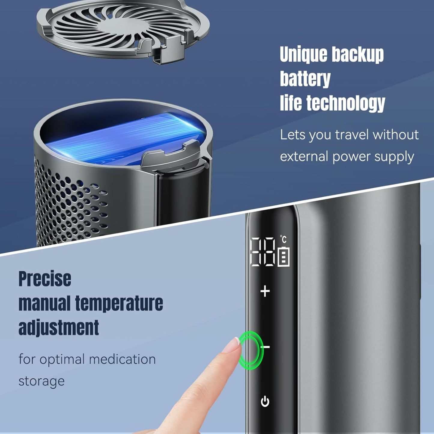 Insulin Cooler Travel Case TSA Approved – Portable Diabetic Medication Cooler with USB Charging -COOL ANTIET