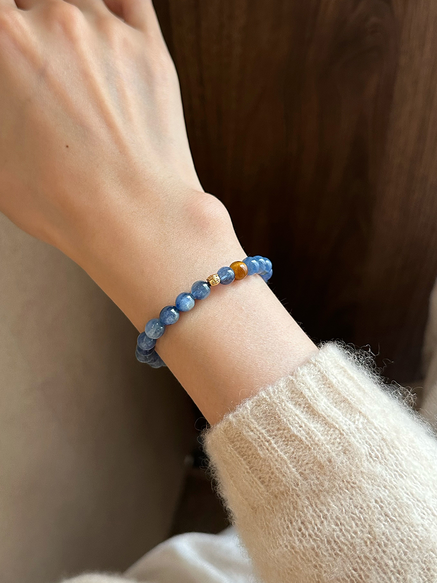 Taoist Water Element Bracelet | Rowan「Mountain Moon」Blue Apatite & Tiger‘s Eye Bracelet（Protection& Luck）