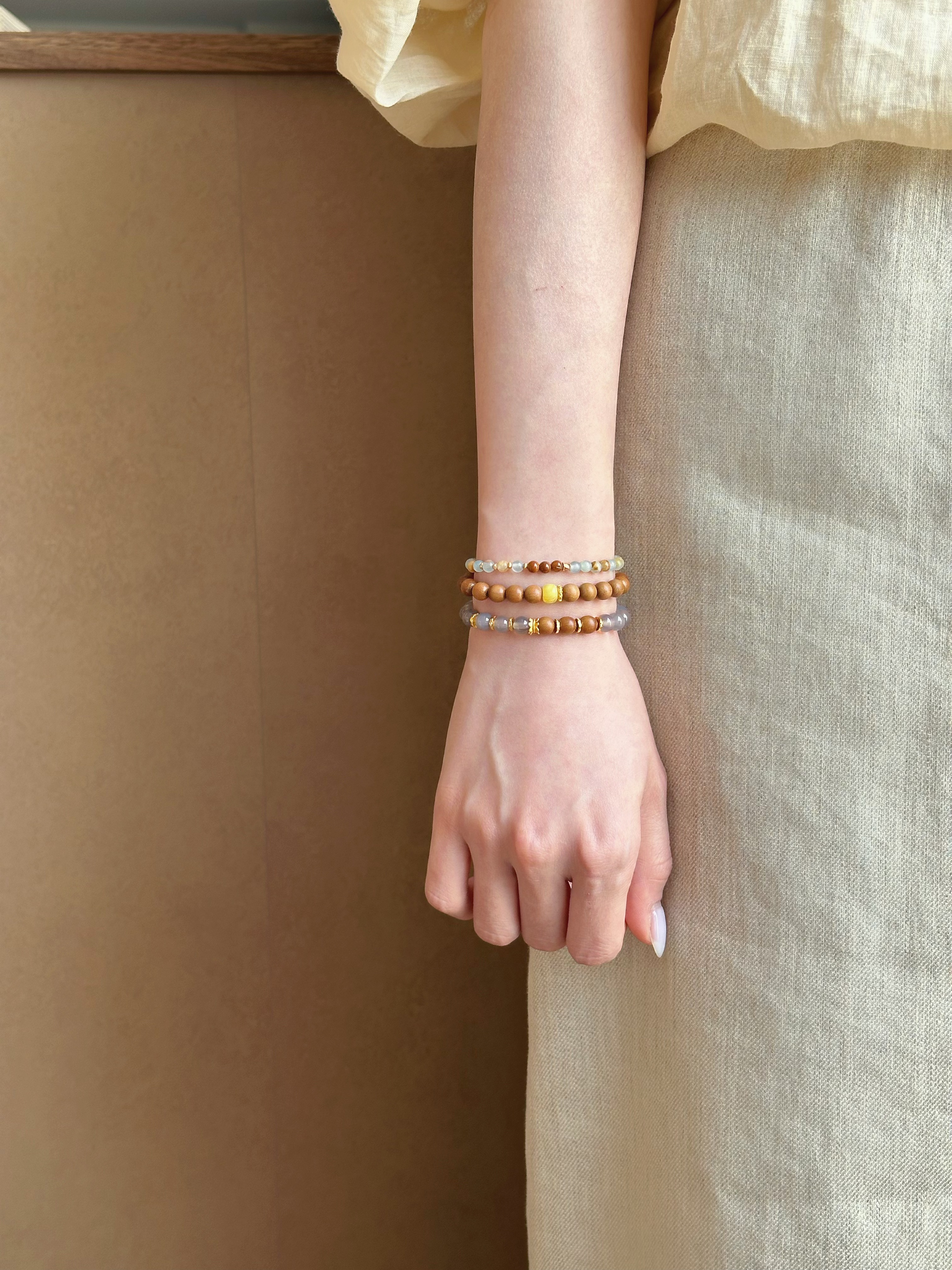 Taoist Water Element Bracelet | Rowan「 Gardenia Moon Riverside」Calcite Bracelet （Protection, Health & Luck）