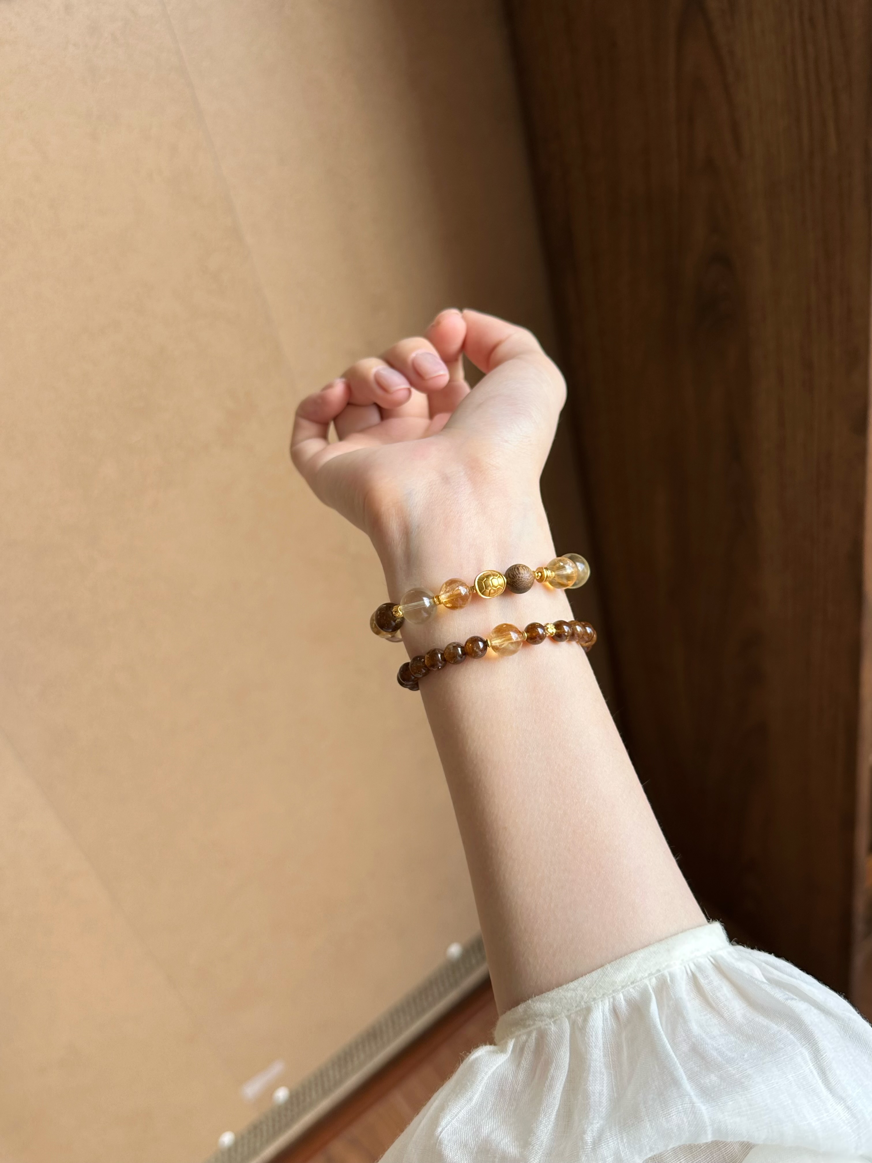 Taoist Earth Element Bracelet | Rowan「Jing Xi」Coffee Garnet & Citrine Bracelet （Wealth, Success & Protection）