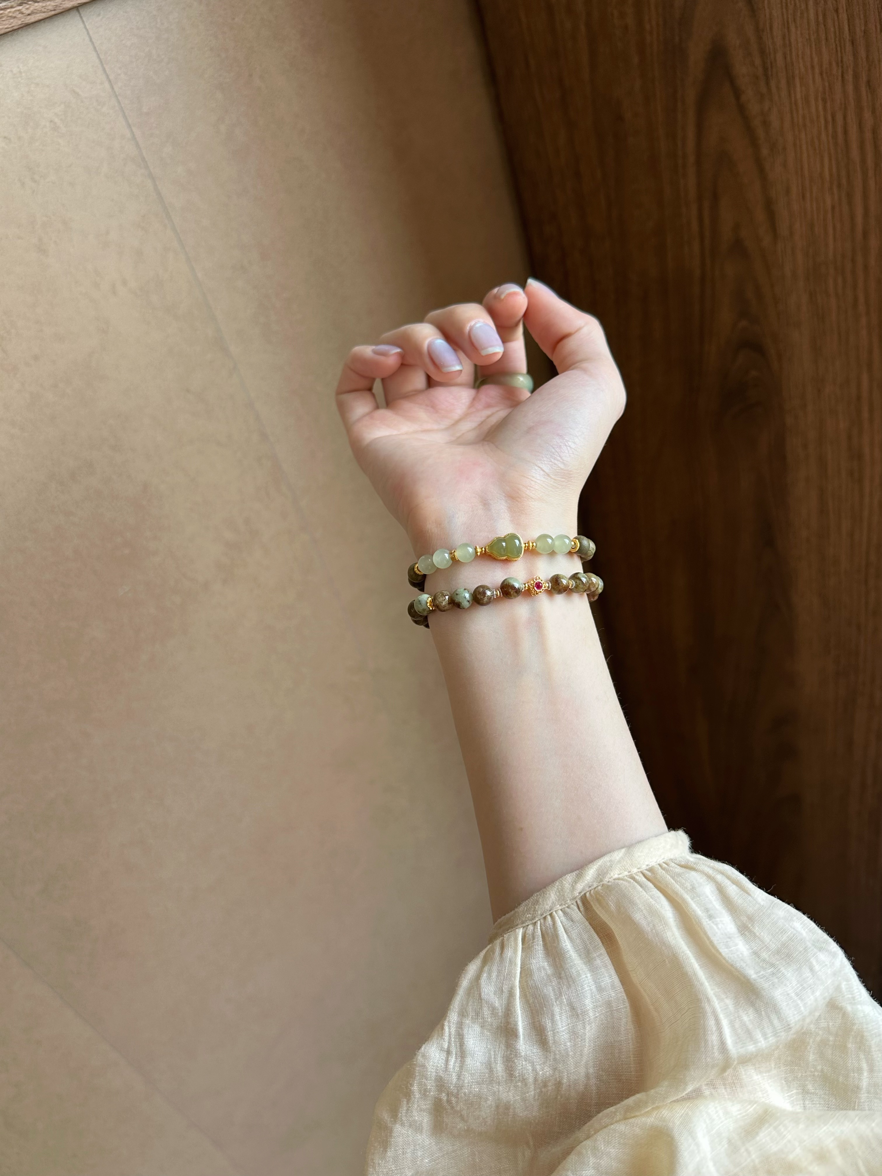 Taoist Wood Element Bracelet | Rowan「Fu Zhi」Green Garnet (Tsavorite) Bracelet （Health & Luck ）