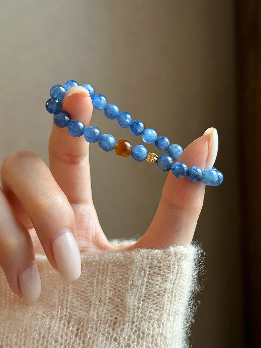 Taoist Water Element Bracelet | Rowan「Mountain Moon」Blue Apatite & Tiger‘s Eye Bracelet（Protection& Luck）