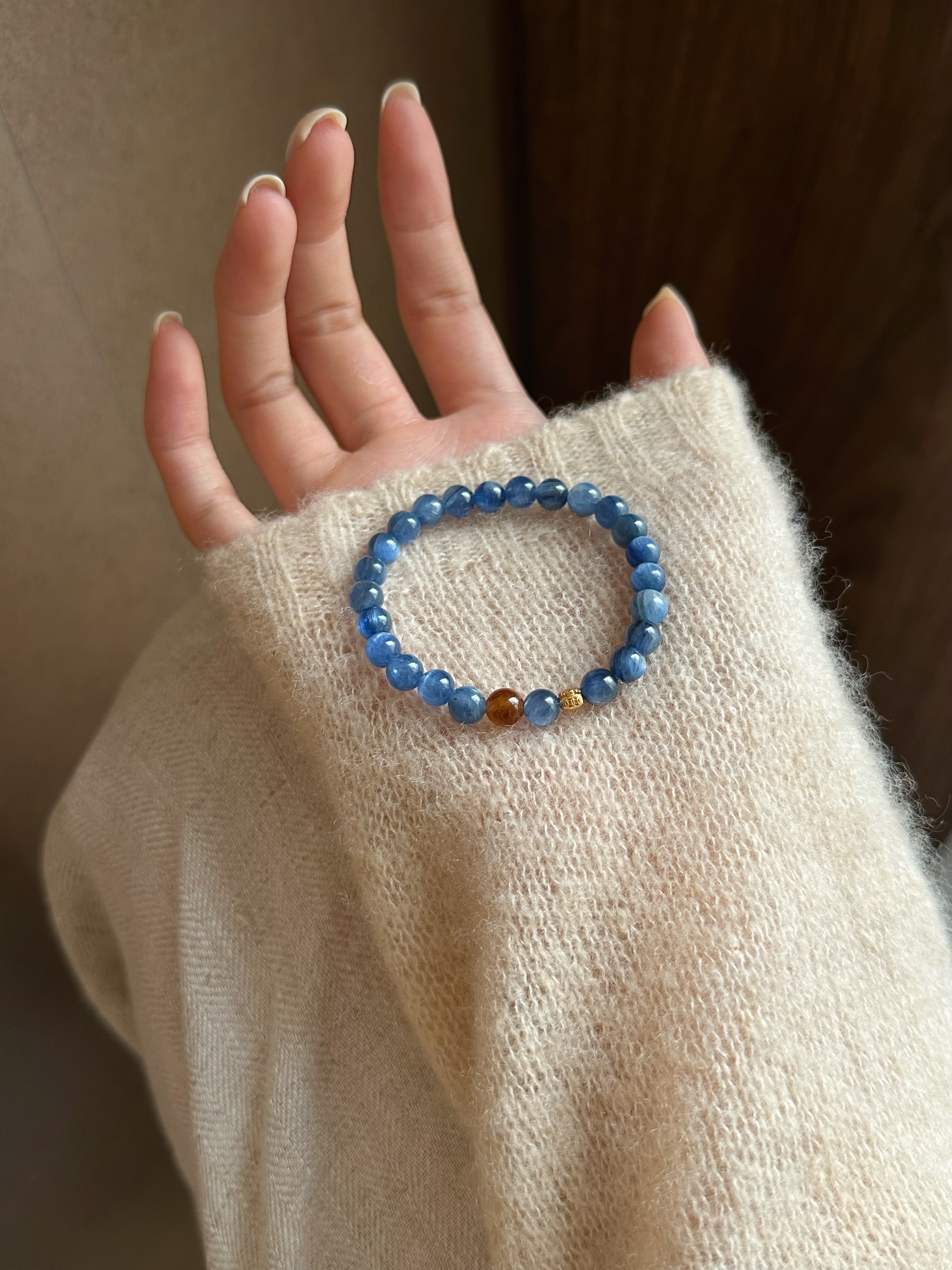 Taoist Water Element Bracelet | Rowan「Mountain Moon」Blue Apatite & Tiger‘s Eye Bracelet（Protection& Luck）