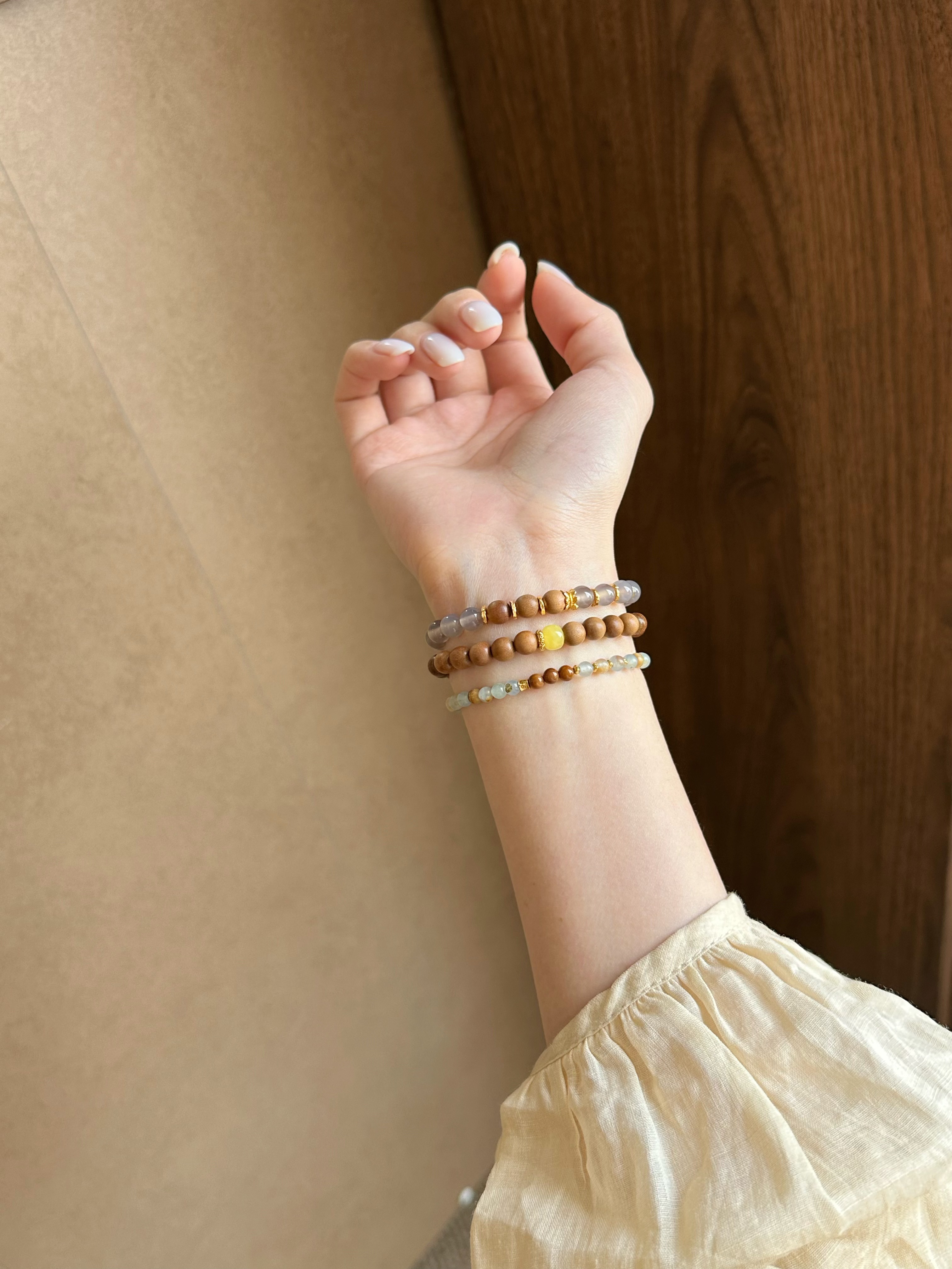 Taoist Water Element Bracelet | Rowan「 Gardenia Moon Riverside」Calcite Bracelet （Protection, Health & Luck）