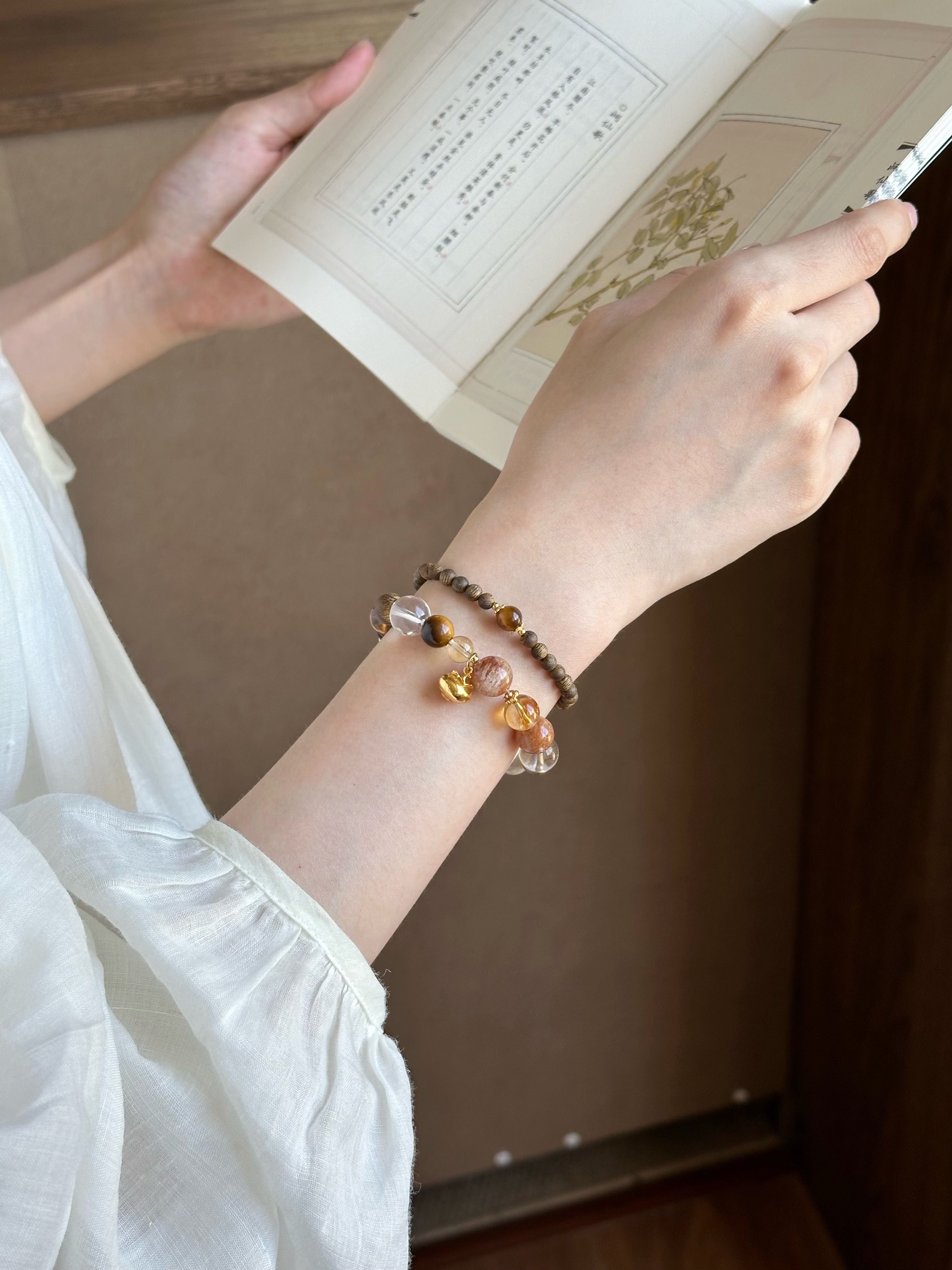 Taoist Earth Element Bracelet | Rowan「Autumn Abundance」Phantom Quartz, Citrine & Yellow Tiger‘s Eye Bracelet （Wealth, Success, Protection & Luck）