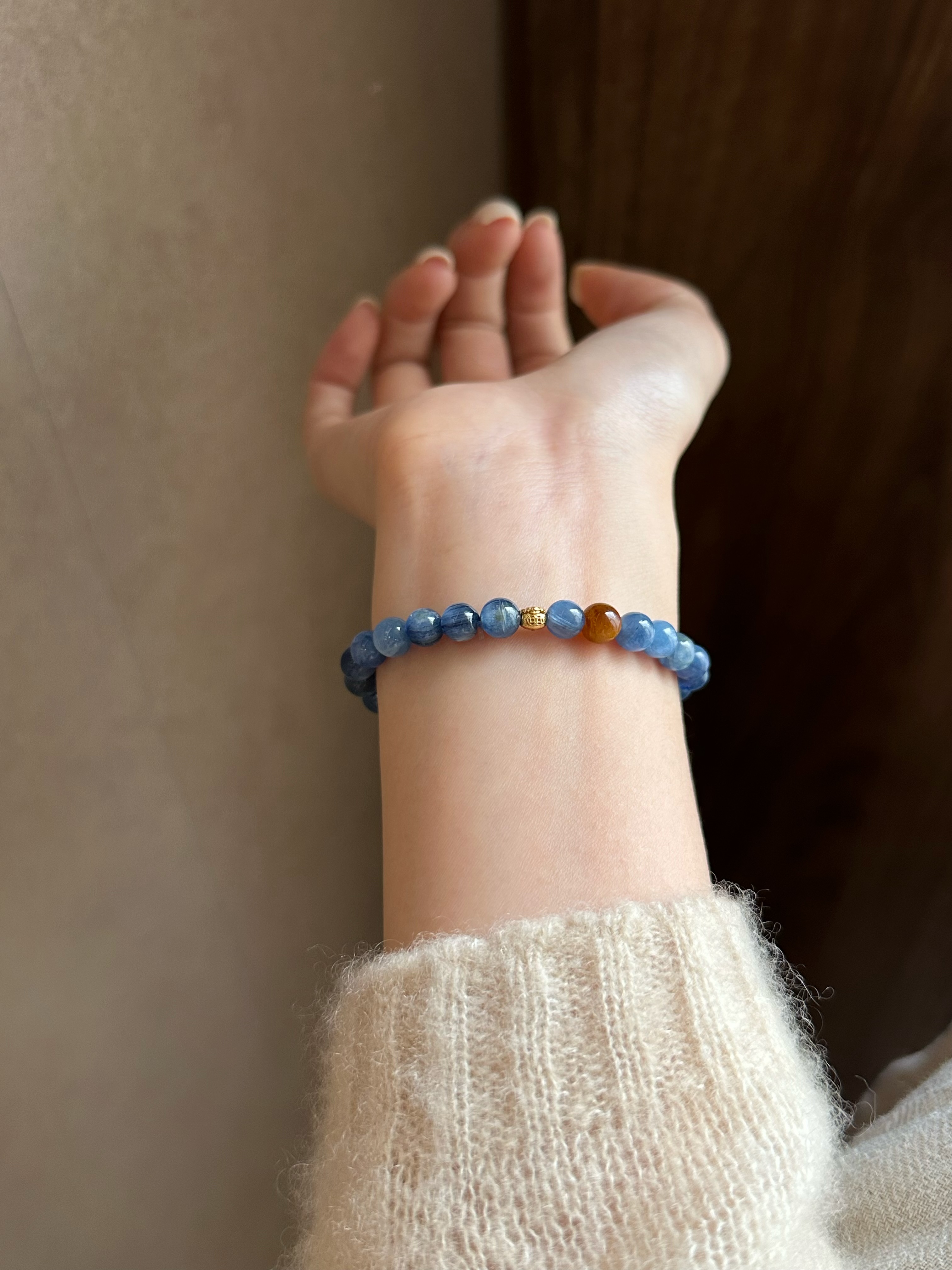 Taoist Water Element Bracelet | Rowan「Mountain Moon」Blue Apatite & Tiger‘s Eye Bracelet（Protection& Luck）