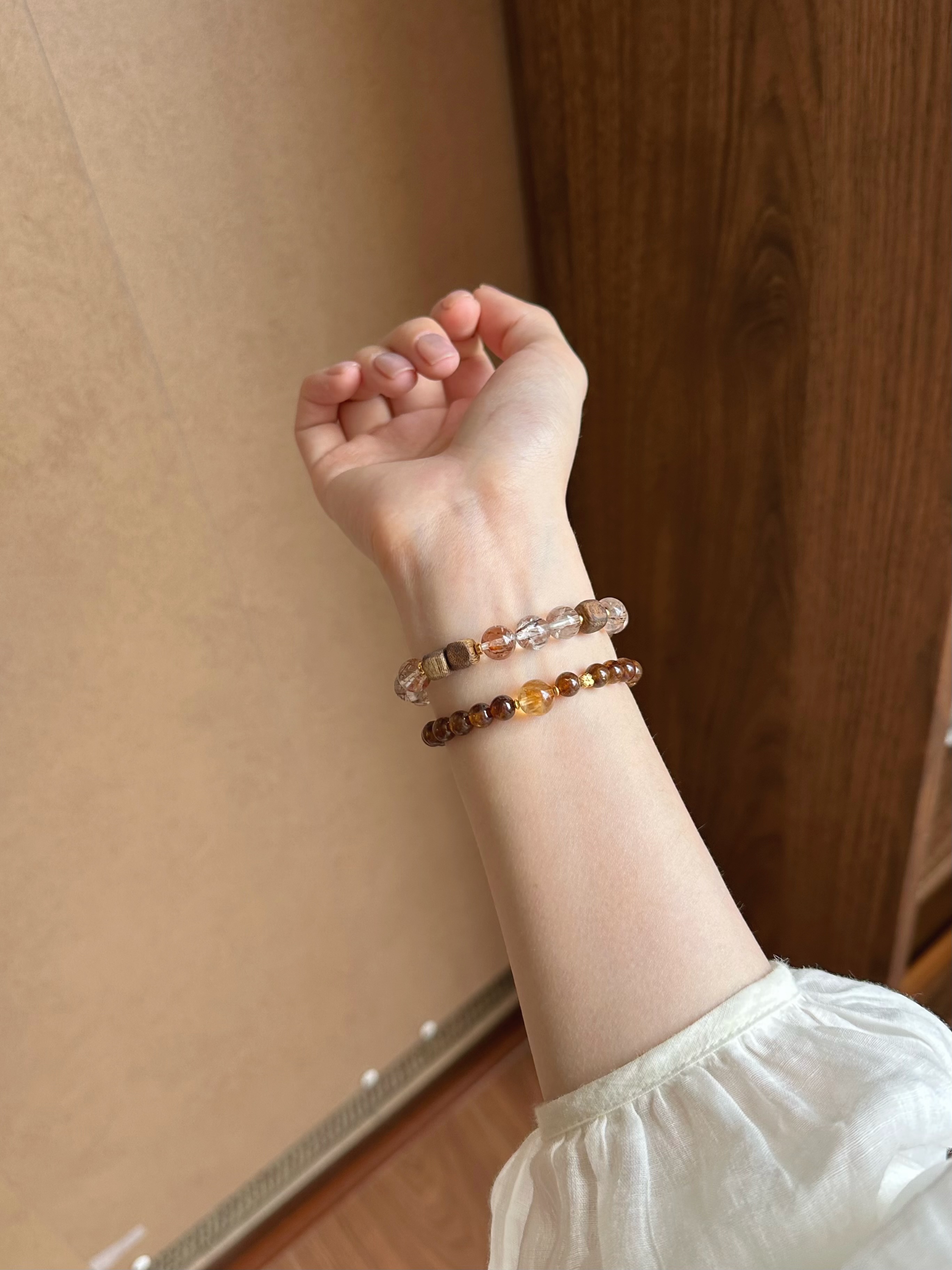 Taoist Earth Element Bracelet | Rowan「Jing Xi」Coffee Garnet & Citrine Bracelet （Wealth, Success & Protection）