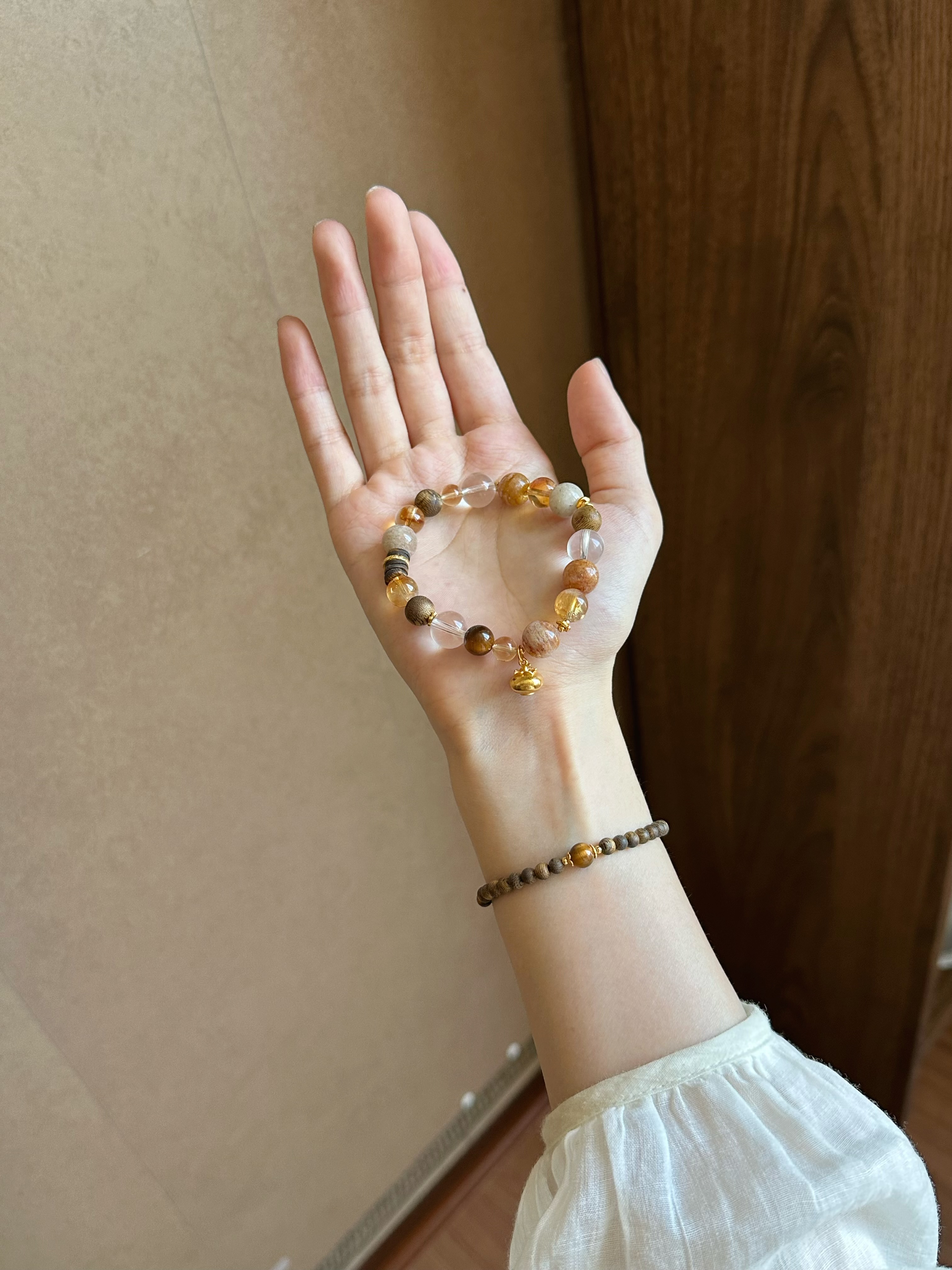 Taoist Earth Element Bracelet | Rowan「Autumn Abundance」Phantom Quartz, Citrine & Yellow Tiger‘s Eye Bracelet （Wealth, Success, Protection & Luck）