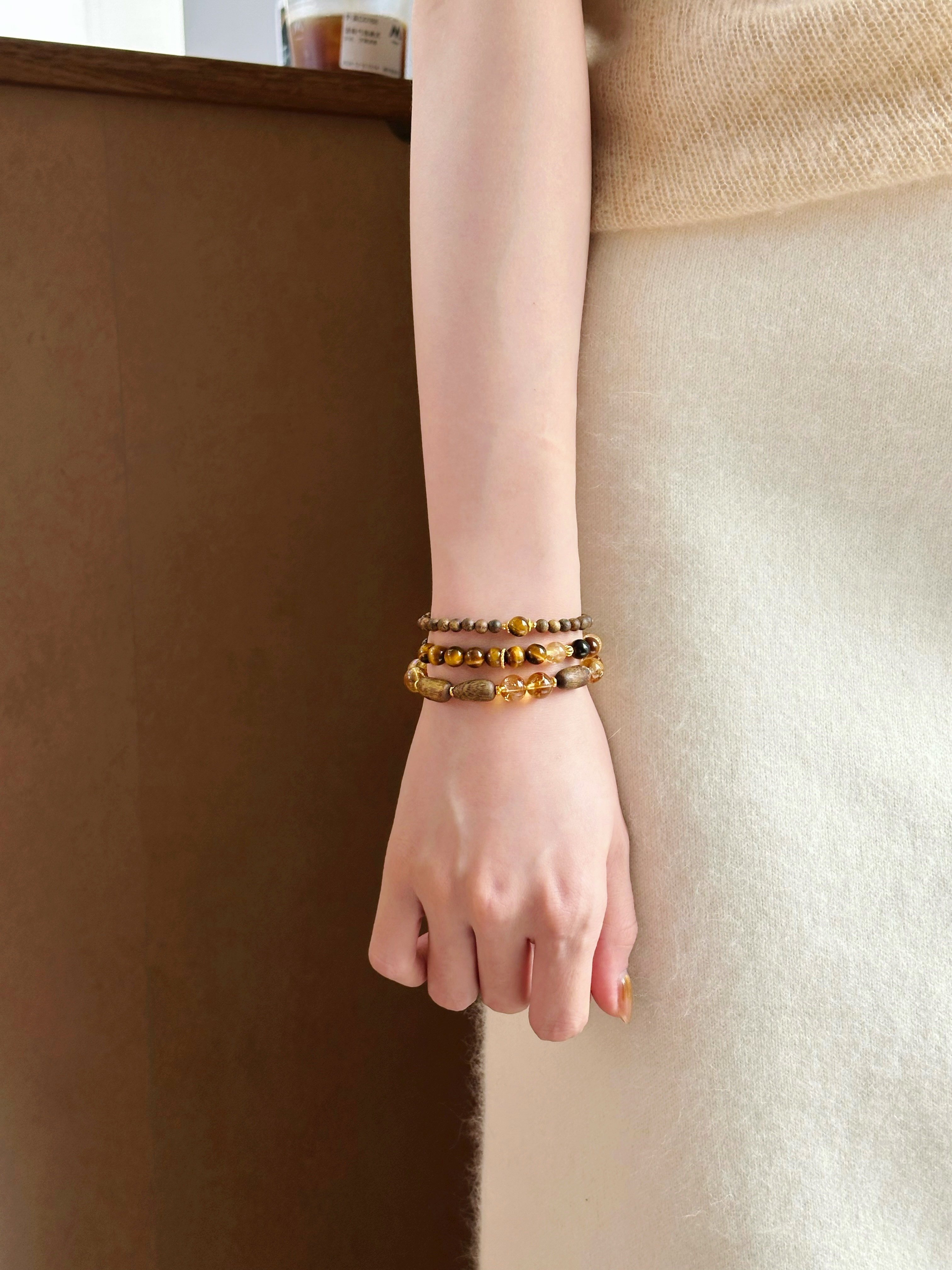 Taoist Earth Element Bracelet | Rowan「Radiant Auspice」Citrine & Yellow Tiger‘s Eye Bracelet （Protection, Success, Wealth & Luck）