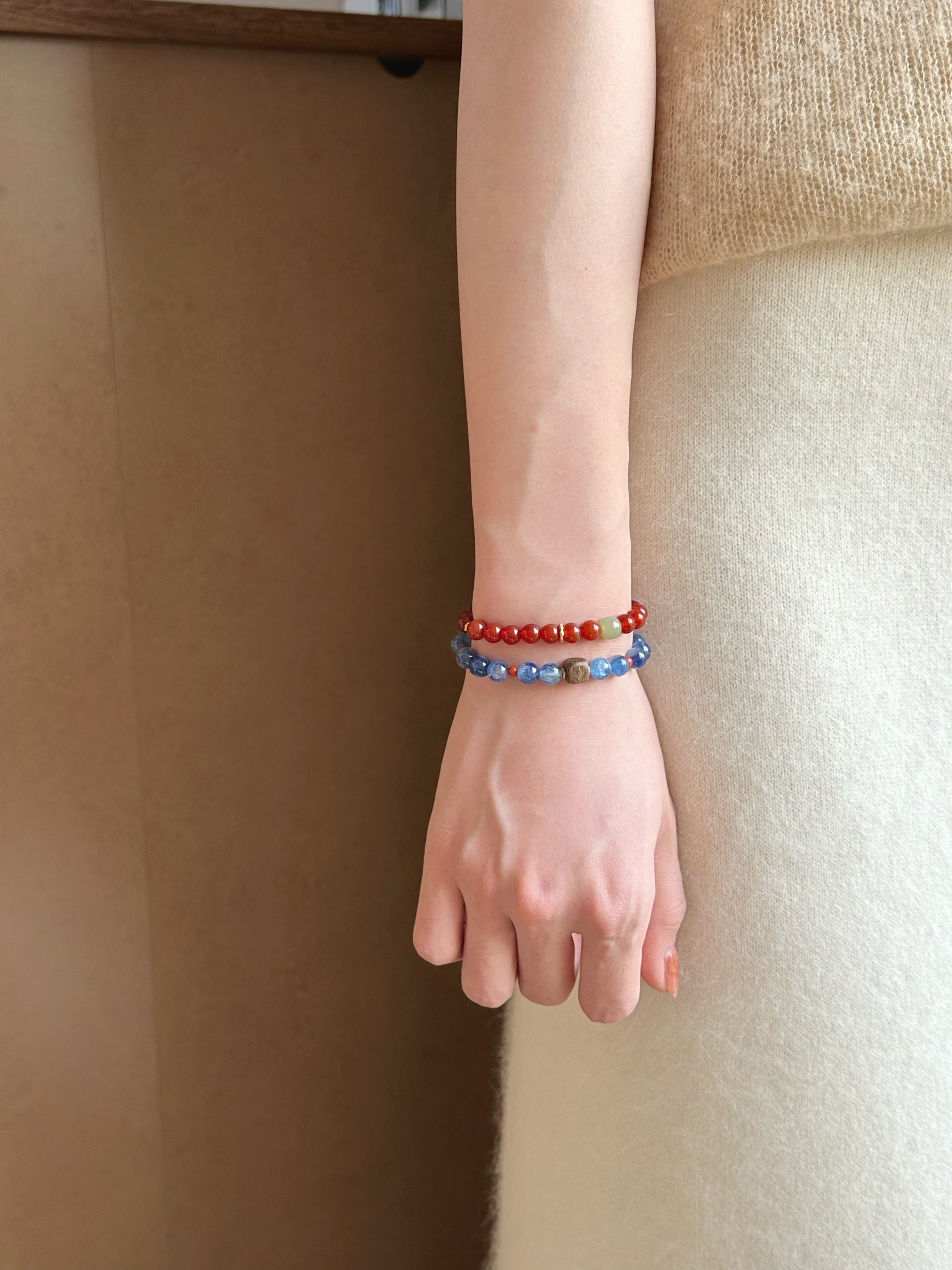 Taoist Fire Element Bracelet | Rowan「Crimson Radiance」Natural Red Agate & Hetian Jade Bracelet  (Luck & Protection)