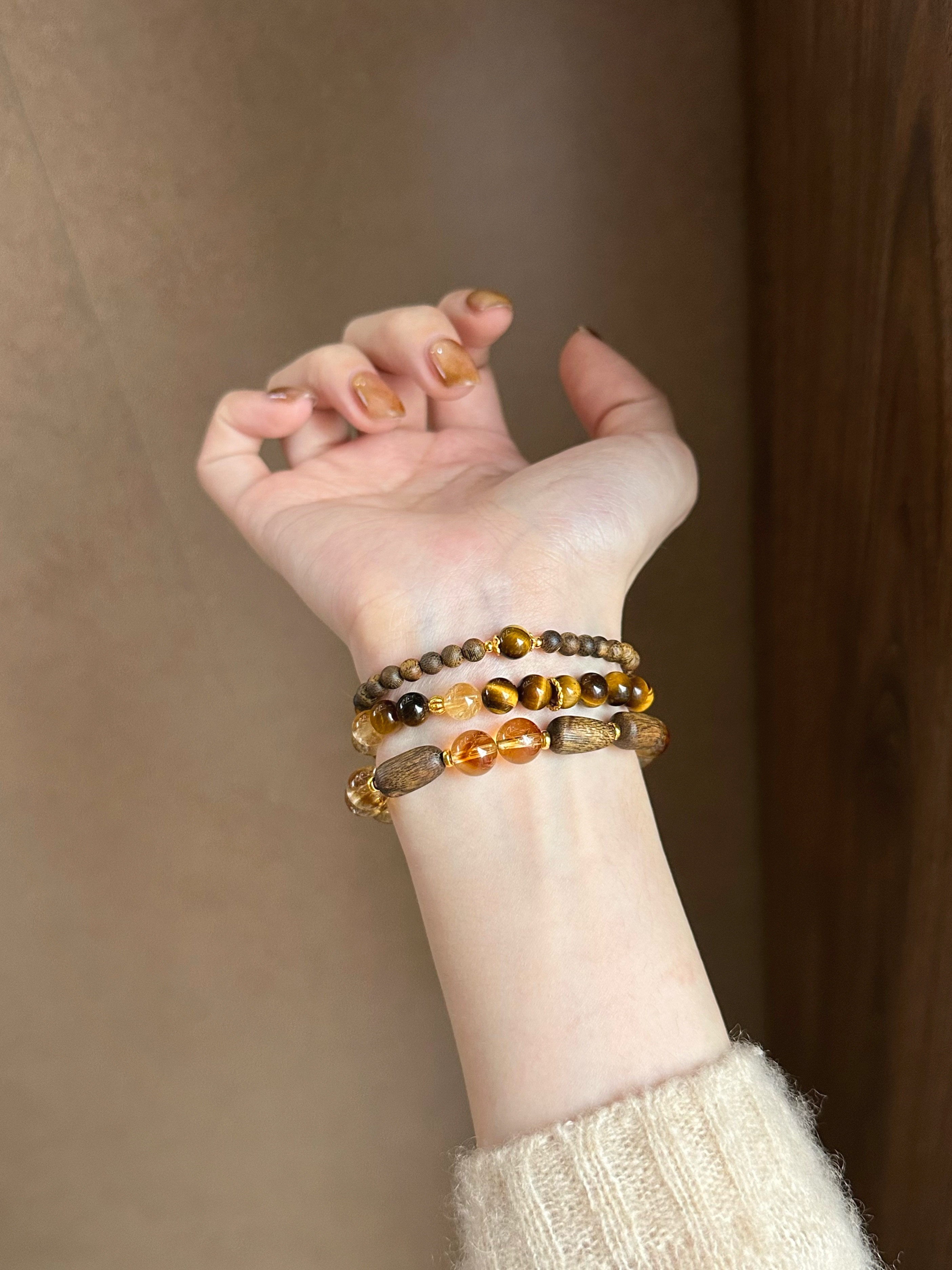 Taoist Earth Element Bracelet | Rowan「Radiant Auspice」Citrine & Yellow Tiger‘s Eye Bracelet （Protection, Success, Wealth & Luck）