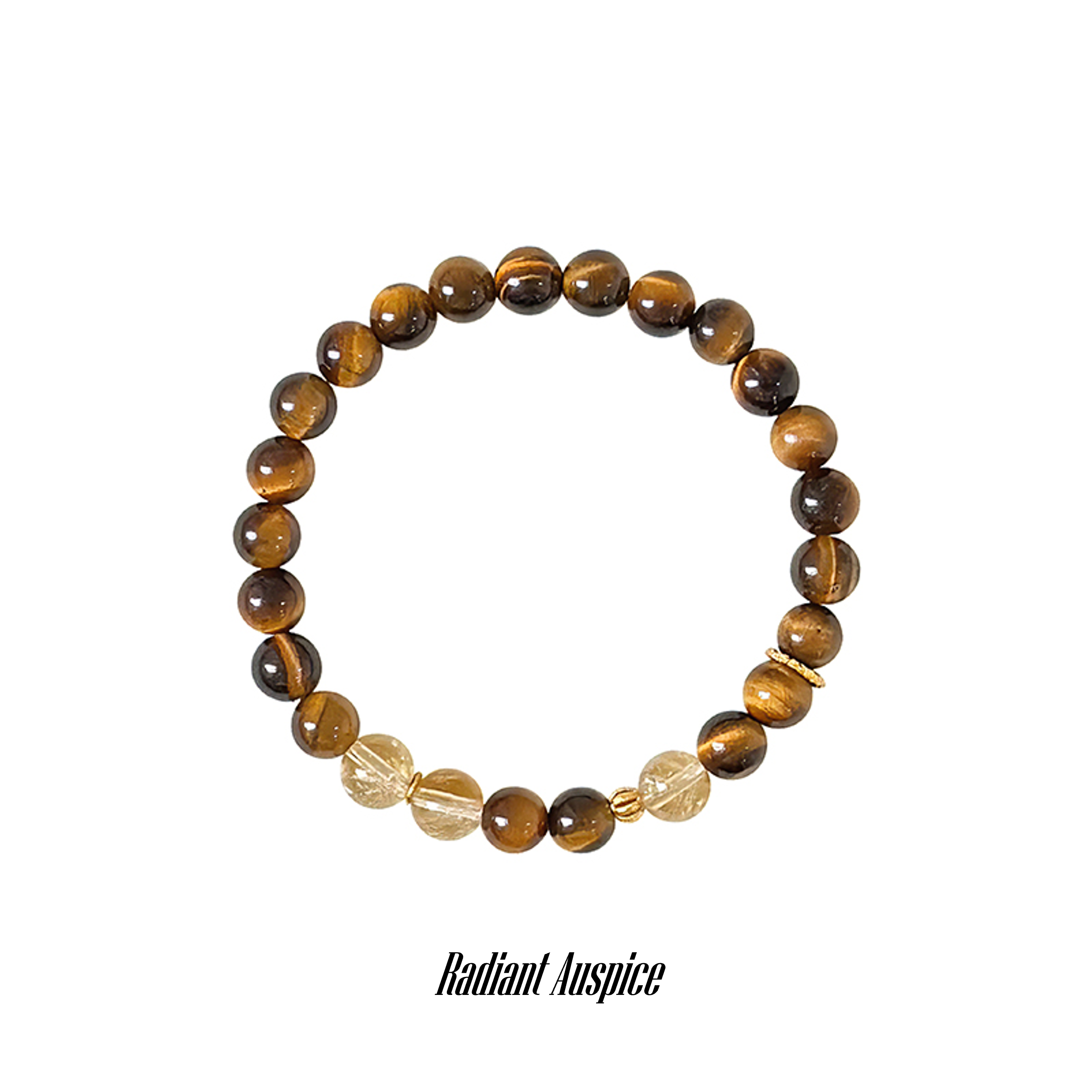 Taoist Earth Element Bracelet | Rowan「Radiant Auspice」Citrine & Yellow Tiger‘s Eye Bracelet （Protection, Success, Wealth & Luck）