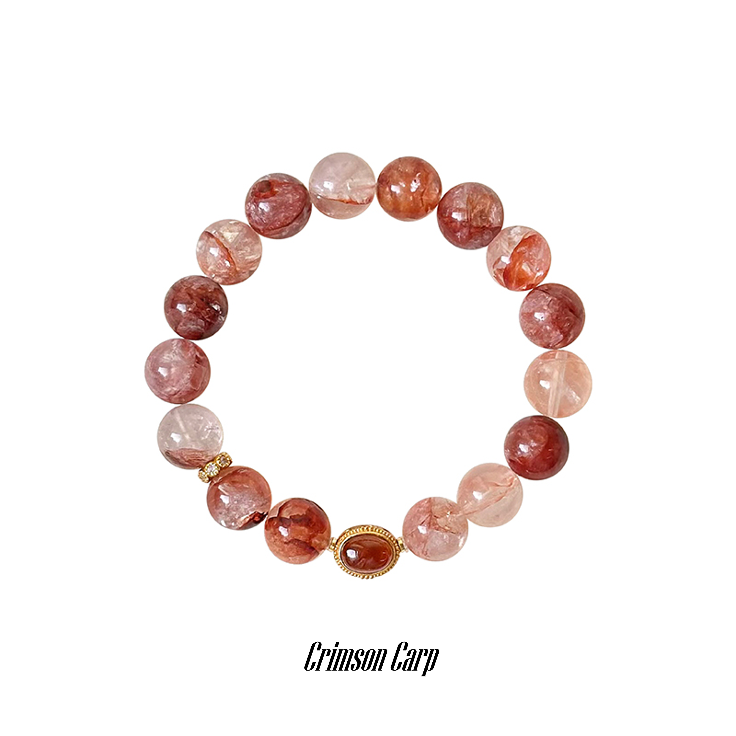 Taoist Fire Element Bracelet | Rowan「Crimson Carp」Red Phantom Quartz & Garnet (Bracelet for Protection)