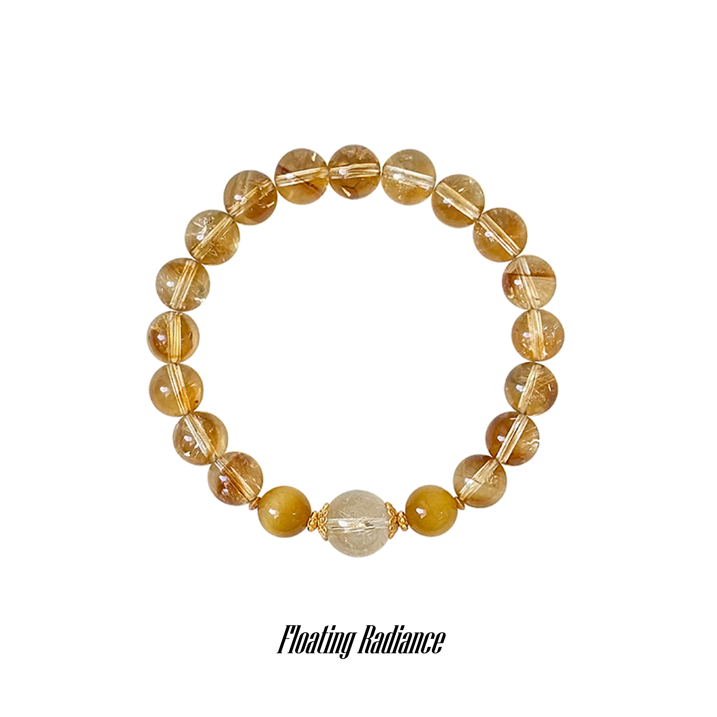 Taoist Metal Element Bracelet | Rowan「Floating Radiance」Rutilated Quartz, Tiger's Eye & Citrine Bracelet （Wealth & Success）