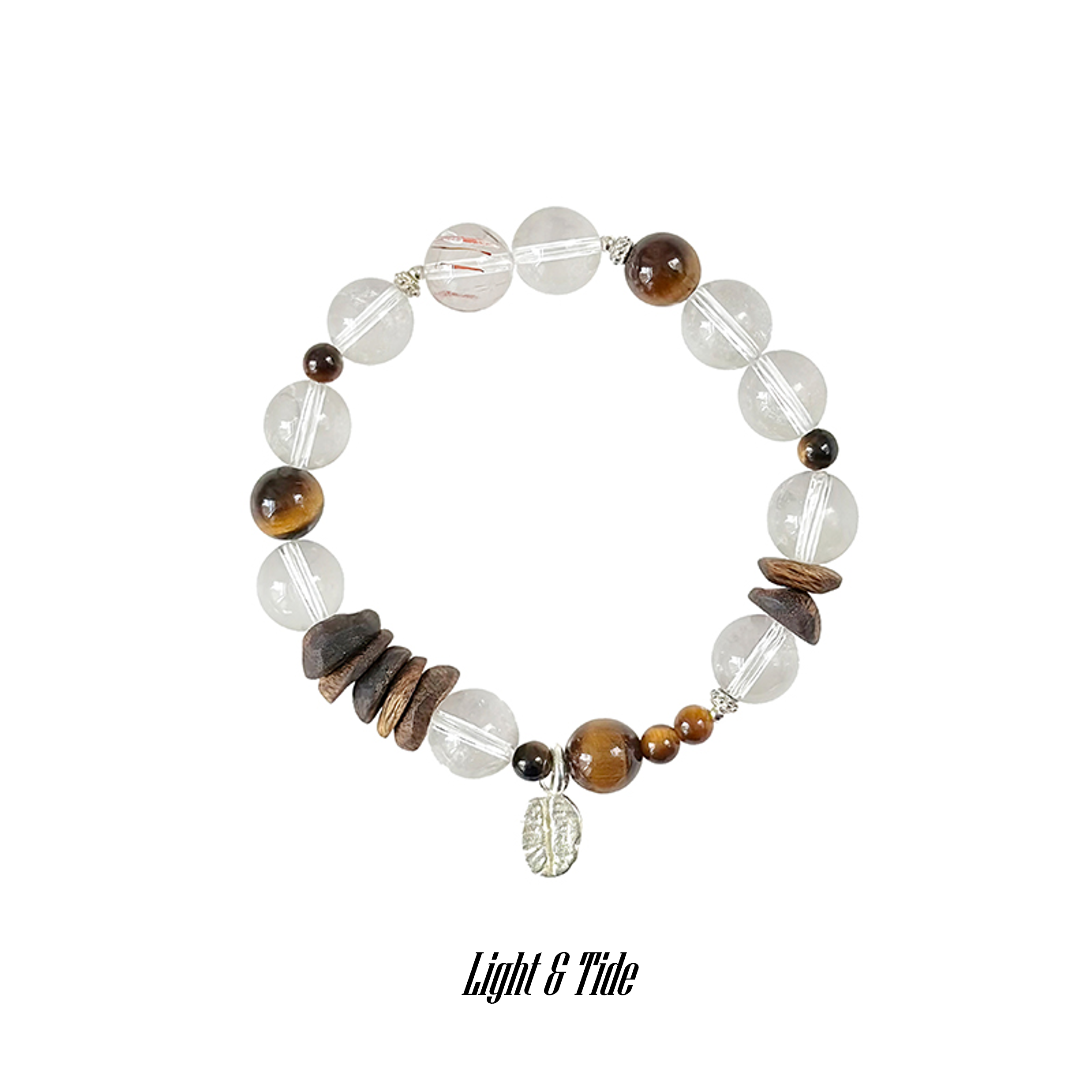 Taoist Wood Element Bracelet | Rowan「Light & Tide」Clear Quartz, Yellow Tiger's Eye & Agarwood Bracelet （Protection & Luck ）