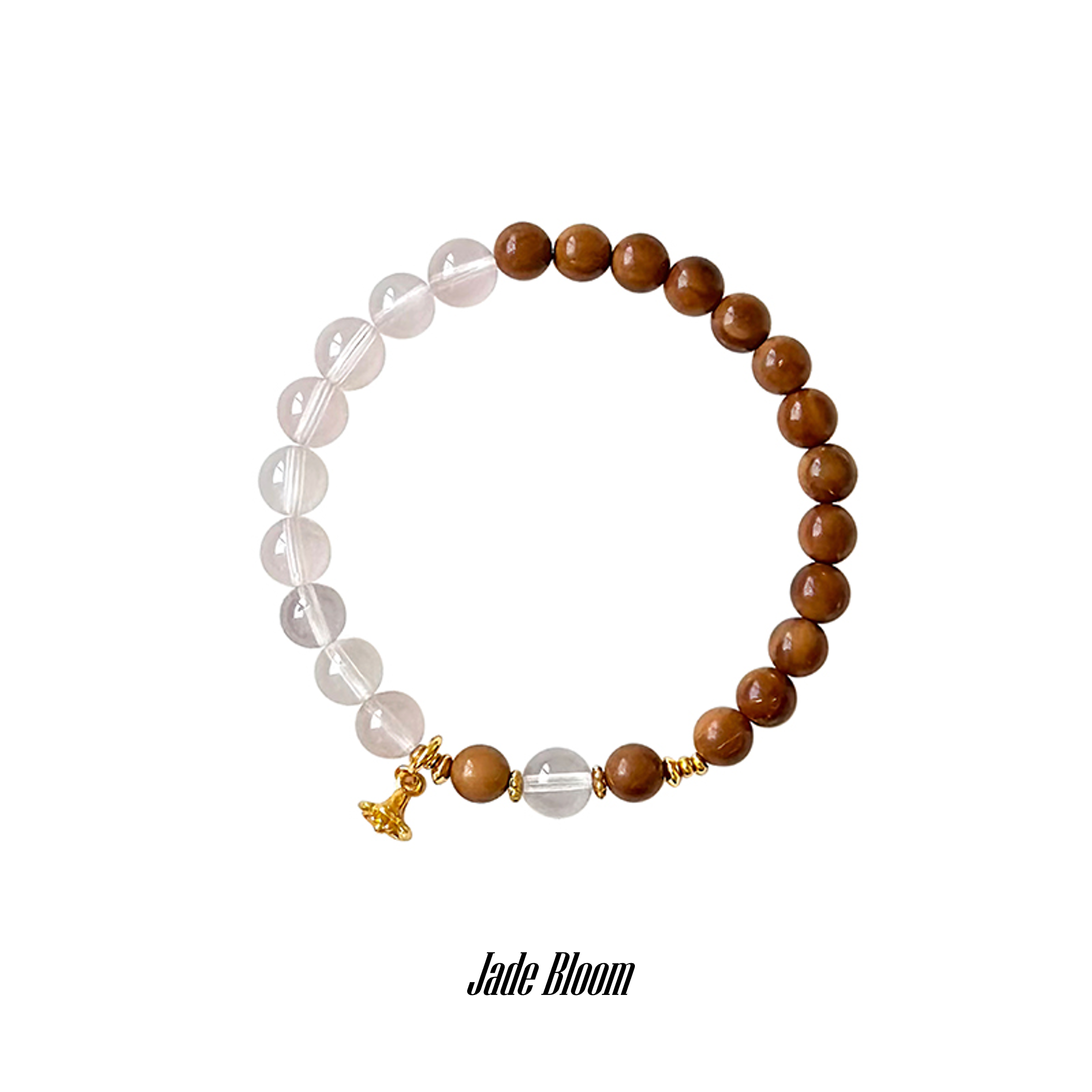 Taoist Earth Element Bracelet | Rowan「Jade Bloom」Rose Quartz & Cook Beads Bracelet （Protection, Love & Luck）
