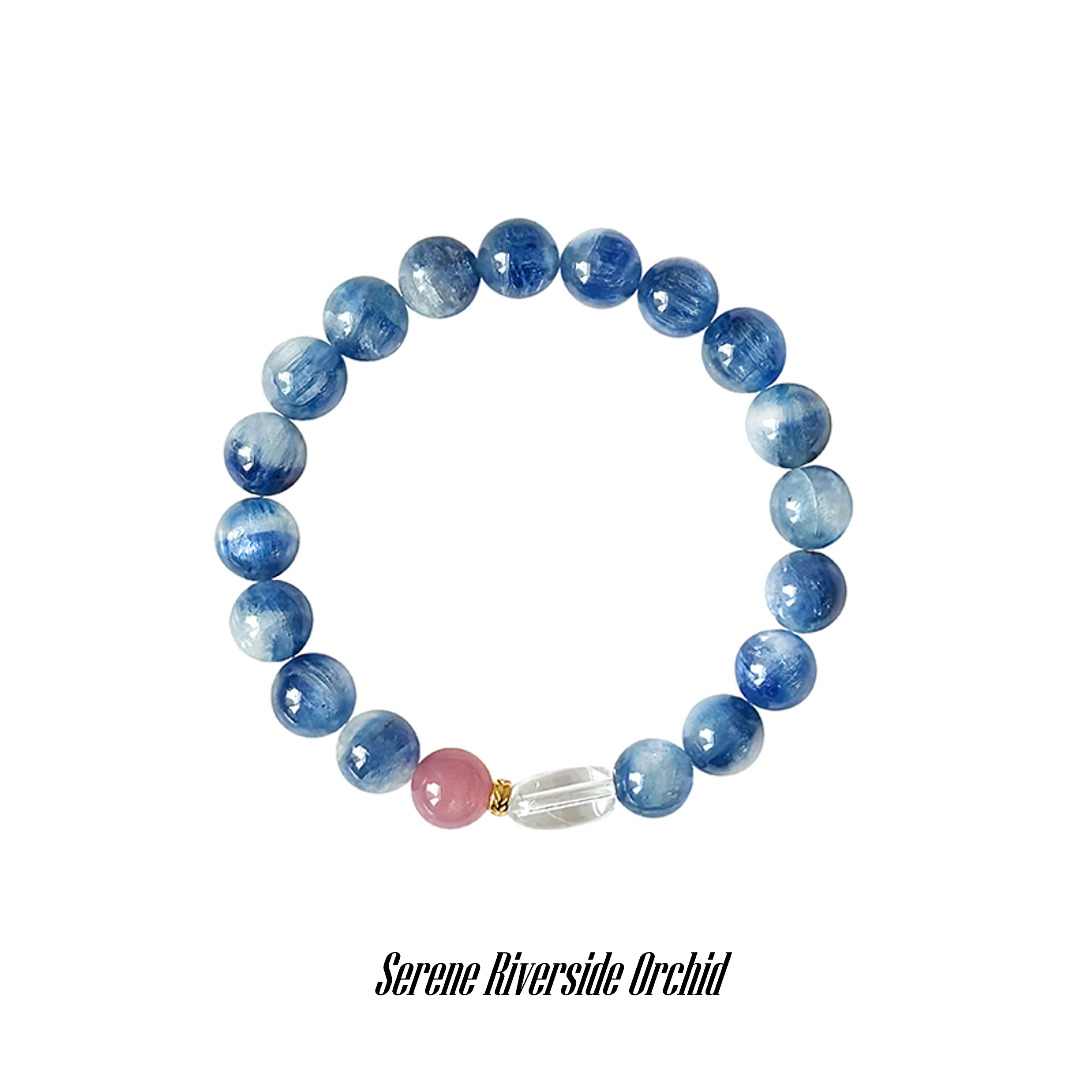 Taoist Water Element Bracelet | Rowan「Serene Riverside Orchid」Blue Apatite, Clear Quartz & Purple Manganese Rose Quartz Bracelet （ Protection, Love & Luck）