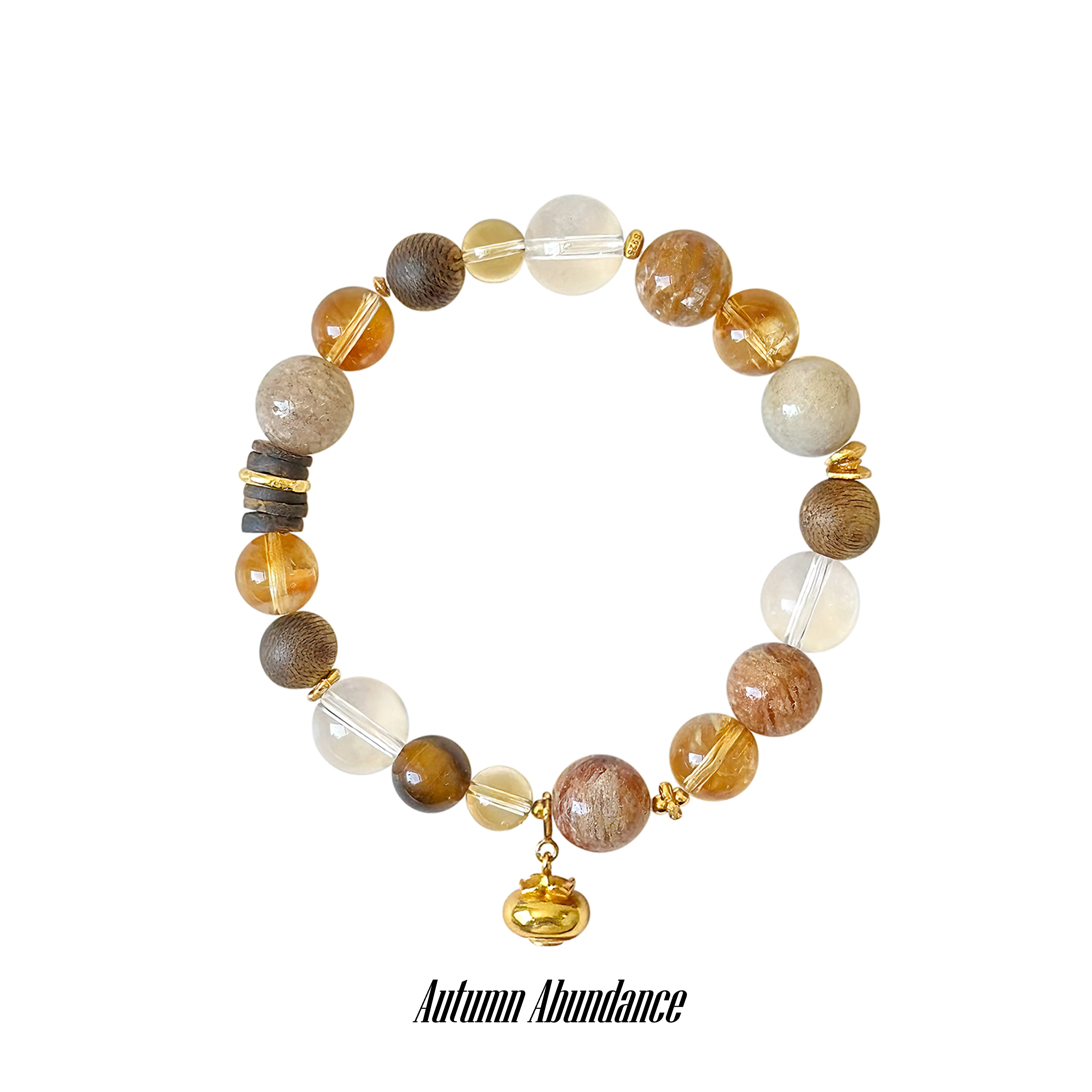 Taoist Earth Element Bracelet | Rowan「Autumn Abundance」Phantom Quartz, Citrine & Yellow Tiger‘s Eye Bracelet （Wealth, Success, Protection & Luck）