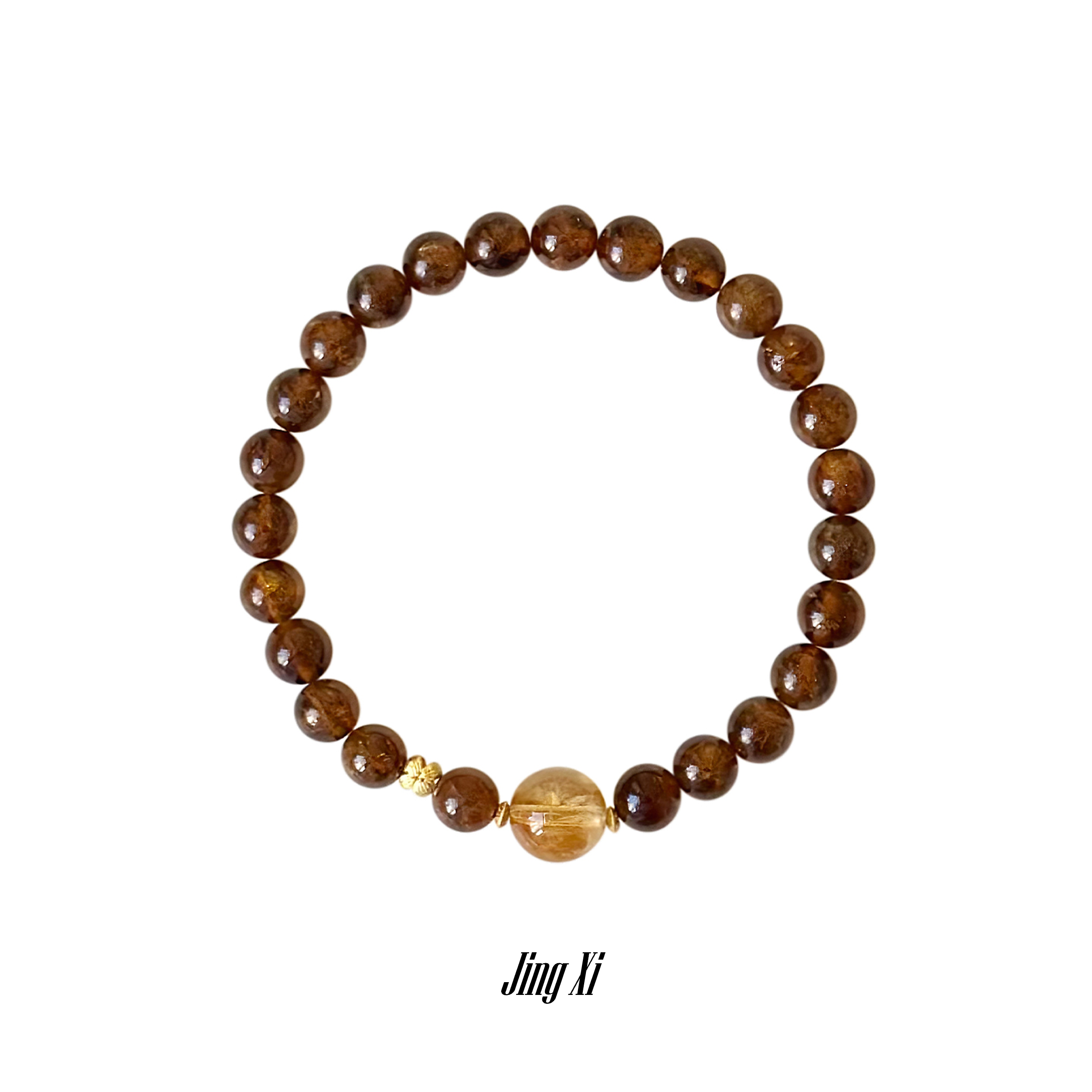 Taoist Earth Element Bracelet | Rowan「Jing Xi」Coffee Garnet & Citrine Bracelet （Wealth, Success & Protection）