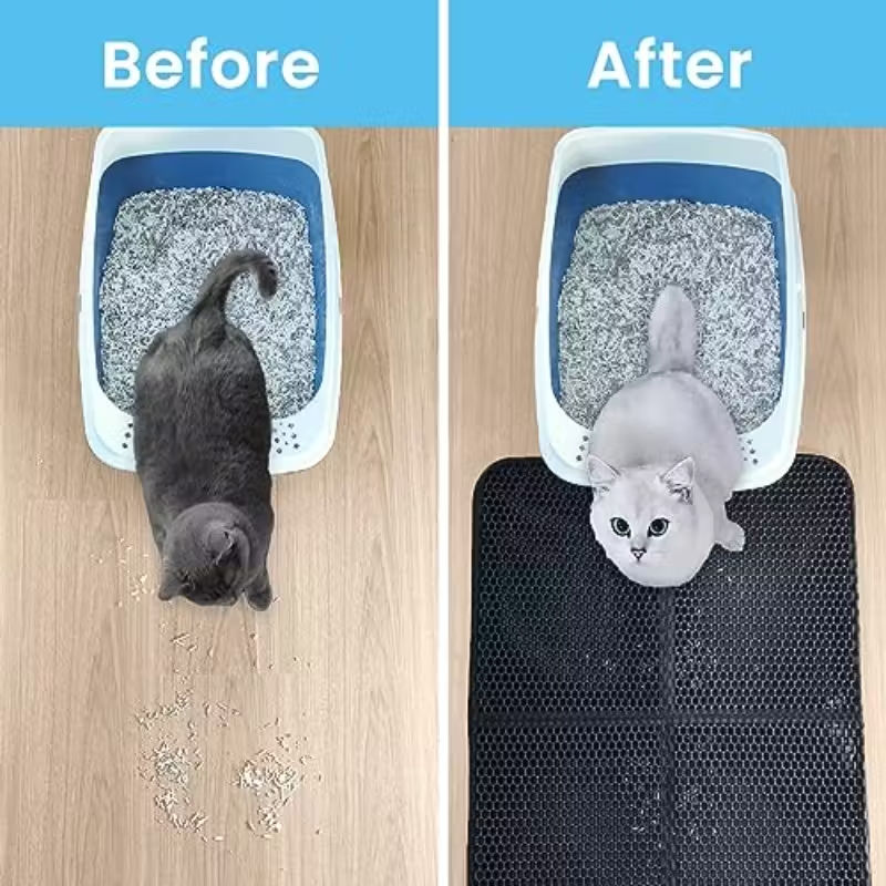 1 Pack Large 30x22 Inch Foldable Cat Litter Mat with Dustpan & Brush Set