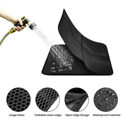 1 Pack Large 30x22 Inch Foldable Cat Litter Mat with Dustpan & Brush Set