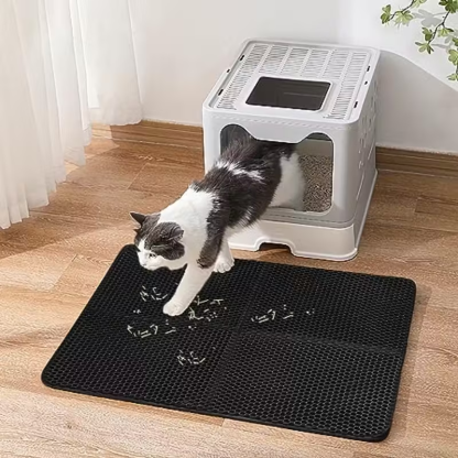 1 Pack Large 30x22 Inch Foldable Cat Litter Mat with Dustpan & Brush Set