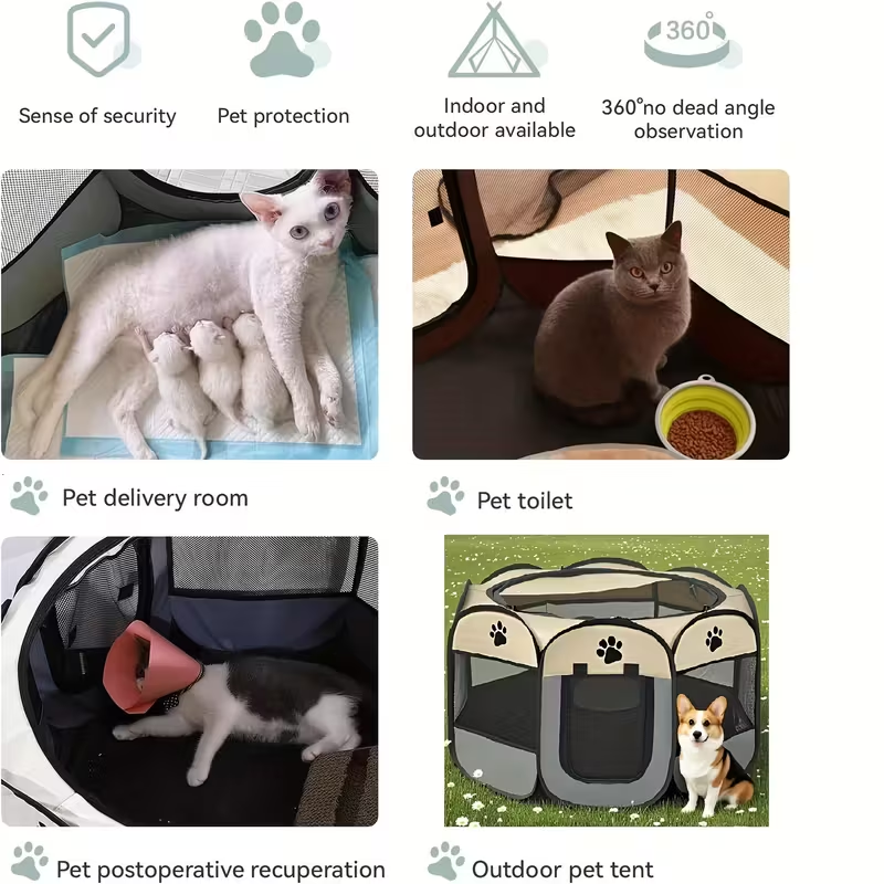 Foldable Pet Playpen For Dogs & Cats